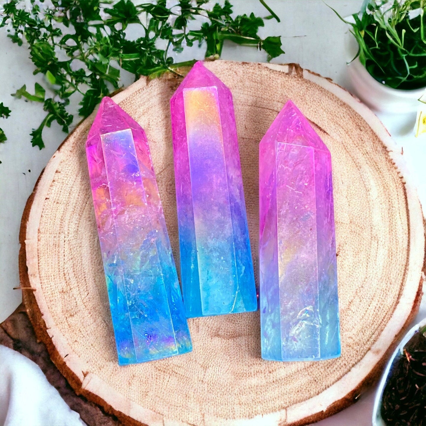 Aura Quartz Crystal Tower: Pink & Blue Ombre Obelisk, Healing Stone