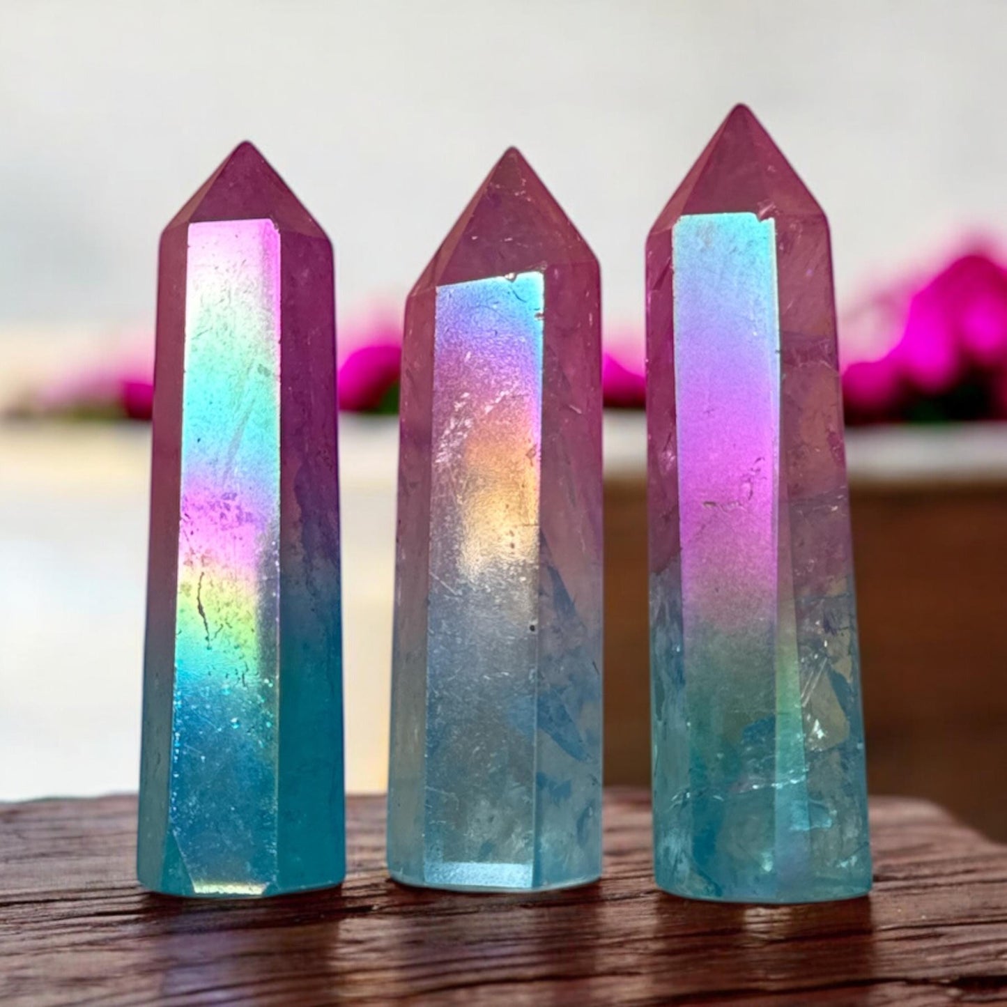 Aura Quartz Crystal Tower: Pink & Blue Ombre Obelisk, Healing Stone