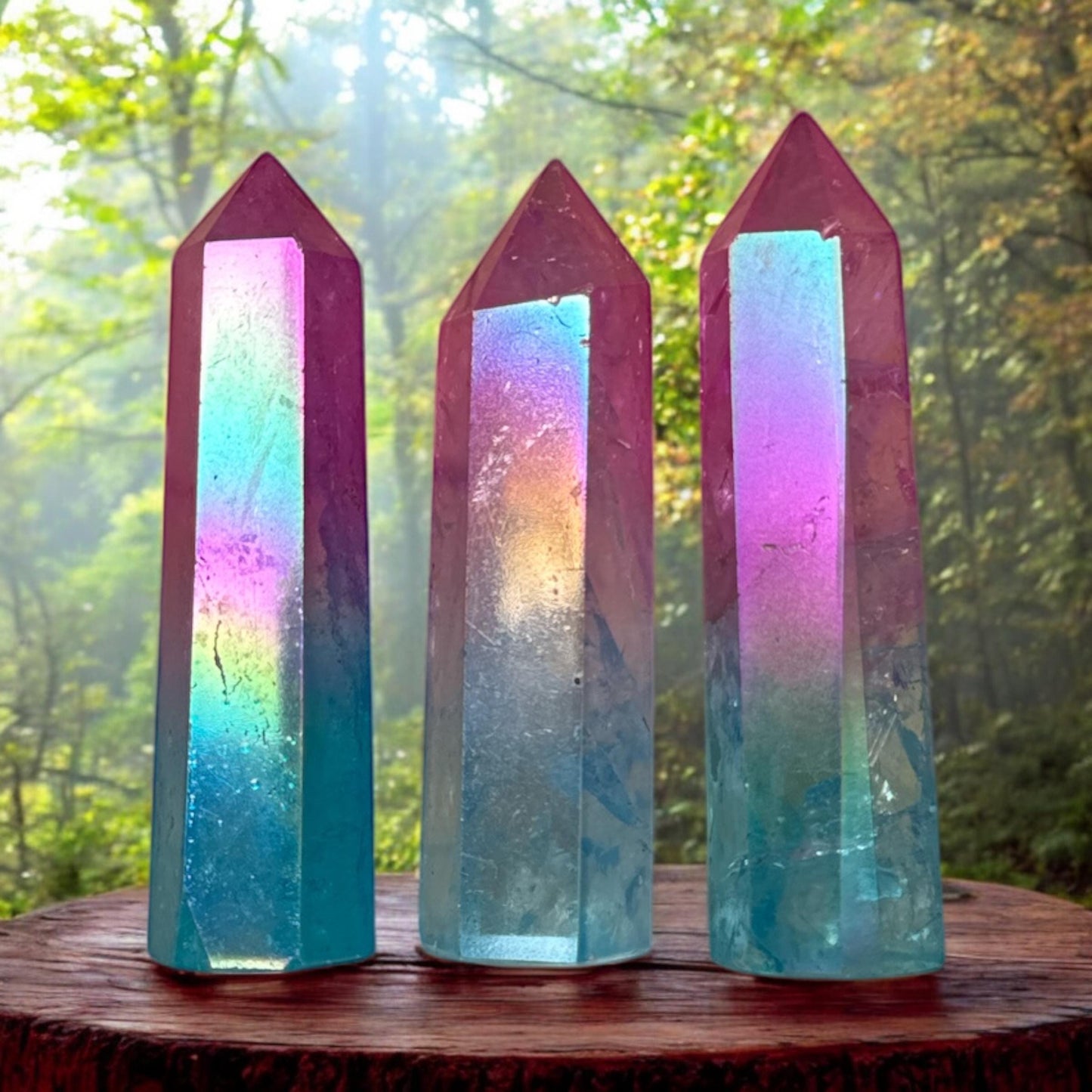 Aura Quartz Crystal Tower: Pink & Blue Ombre Obelisk, Healing Stone