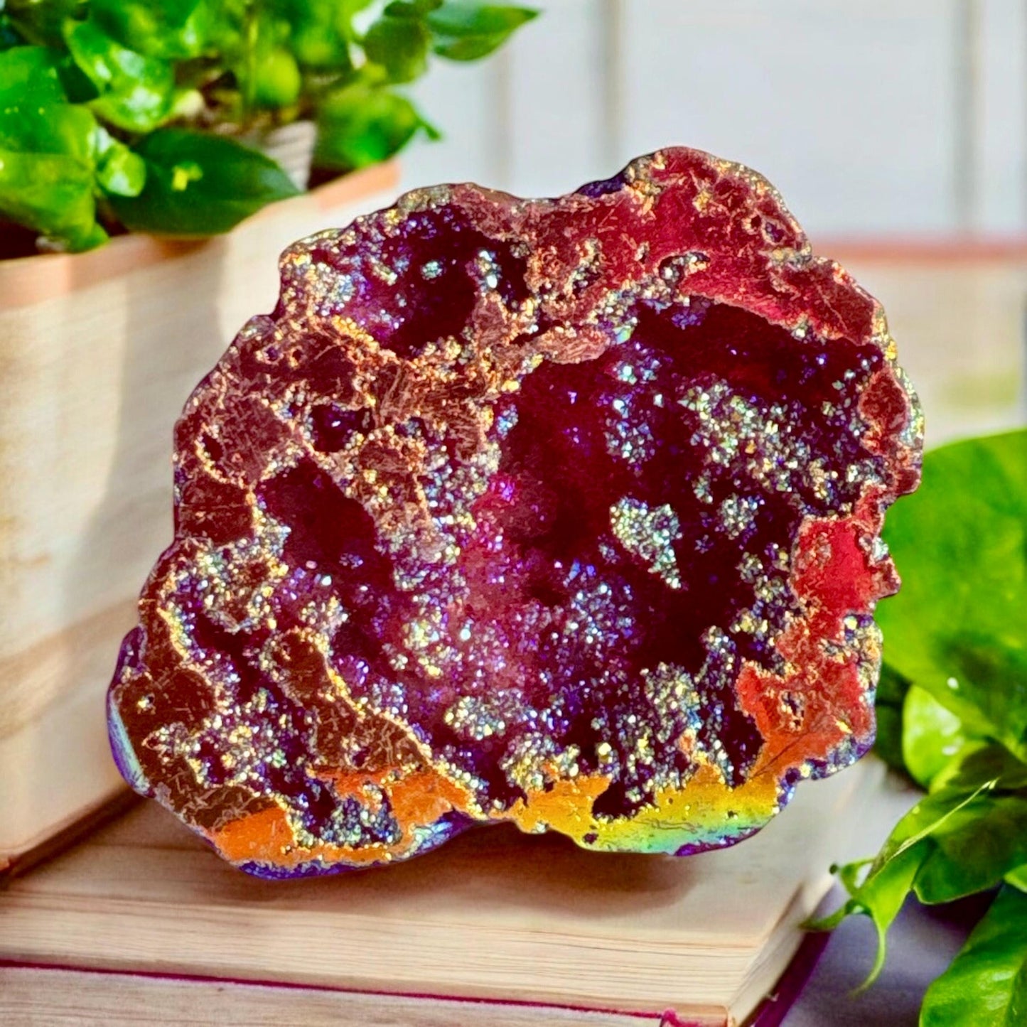 Aura Geode Gift Box: Radiant Rainbow Crystal, Magical Keepsake