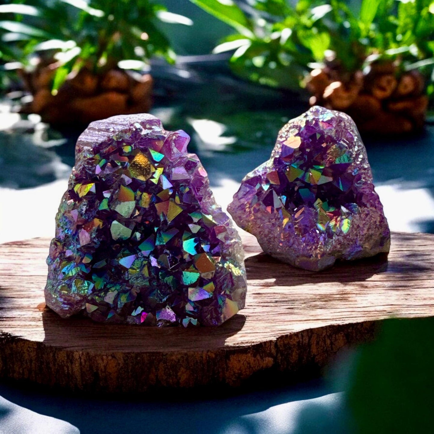 Purple Galaxy Aura Amethyst Cluster - Cosmic Decor
