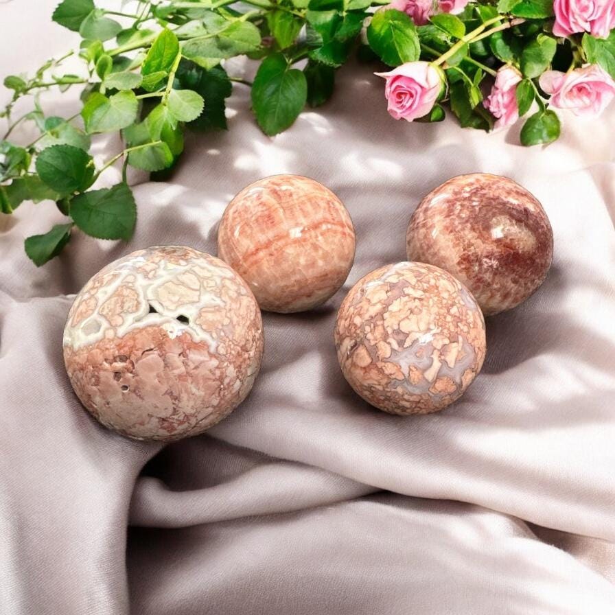 Pink Agate Sphere - Luna by Louise, Crystal Shop UK | Grounding Energy and Heart Healing