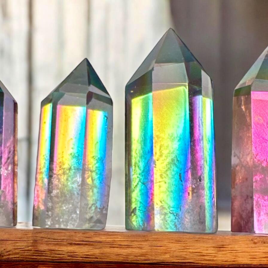 Indigo Aura Quartz Tower: Tanzine Aura Crystal Point, Luna by Louise