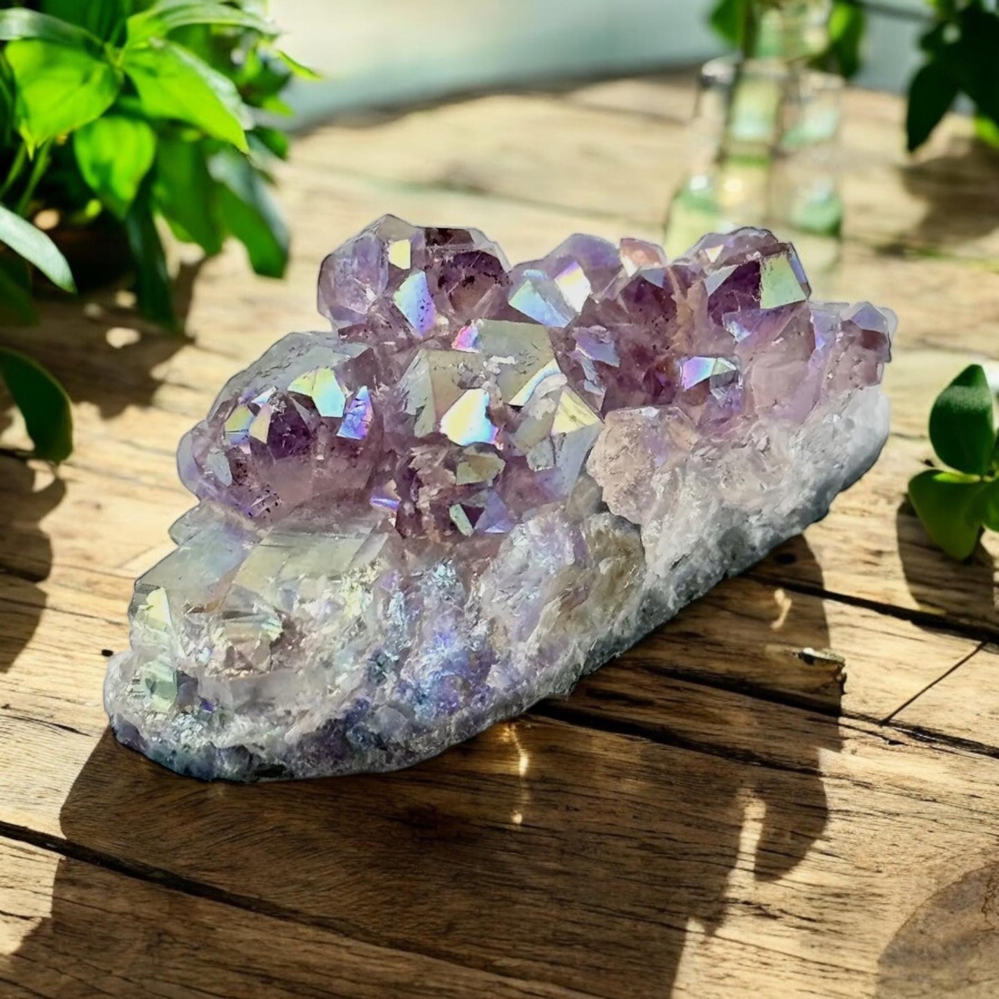 Angel Aura Amethyst Cluster: Pearl Finish Crystal for Serenity