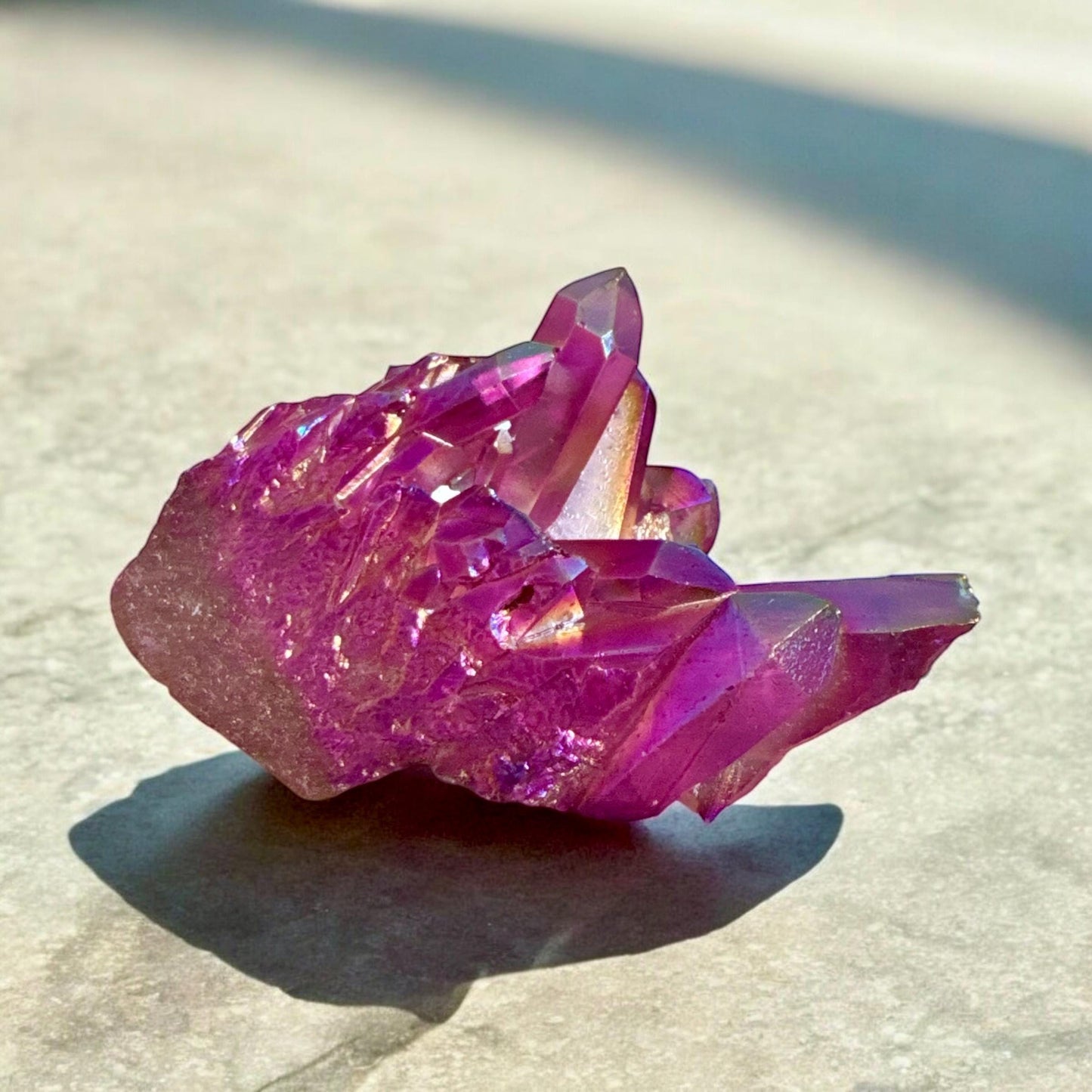 Purple Aura Lemurian Quartz Cluster: Unique Crystal (200g)