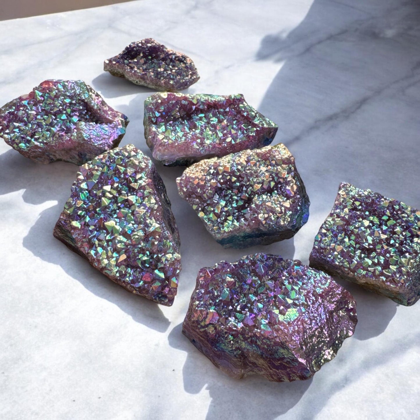 Purple Galaxy Aura Amethyst Cluster: Cosmic Crystal Decor