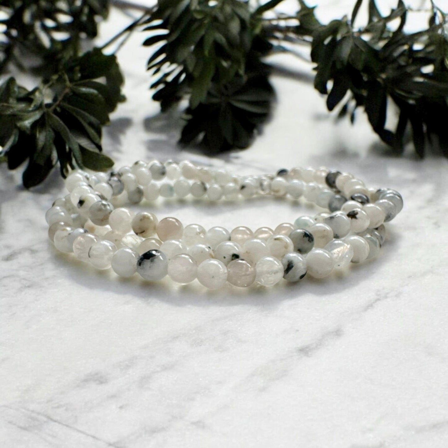 Rainbow Moonstone Beaded Bracelet: 4mm Crystal, Divine Feminine Energy, 7.5"