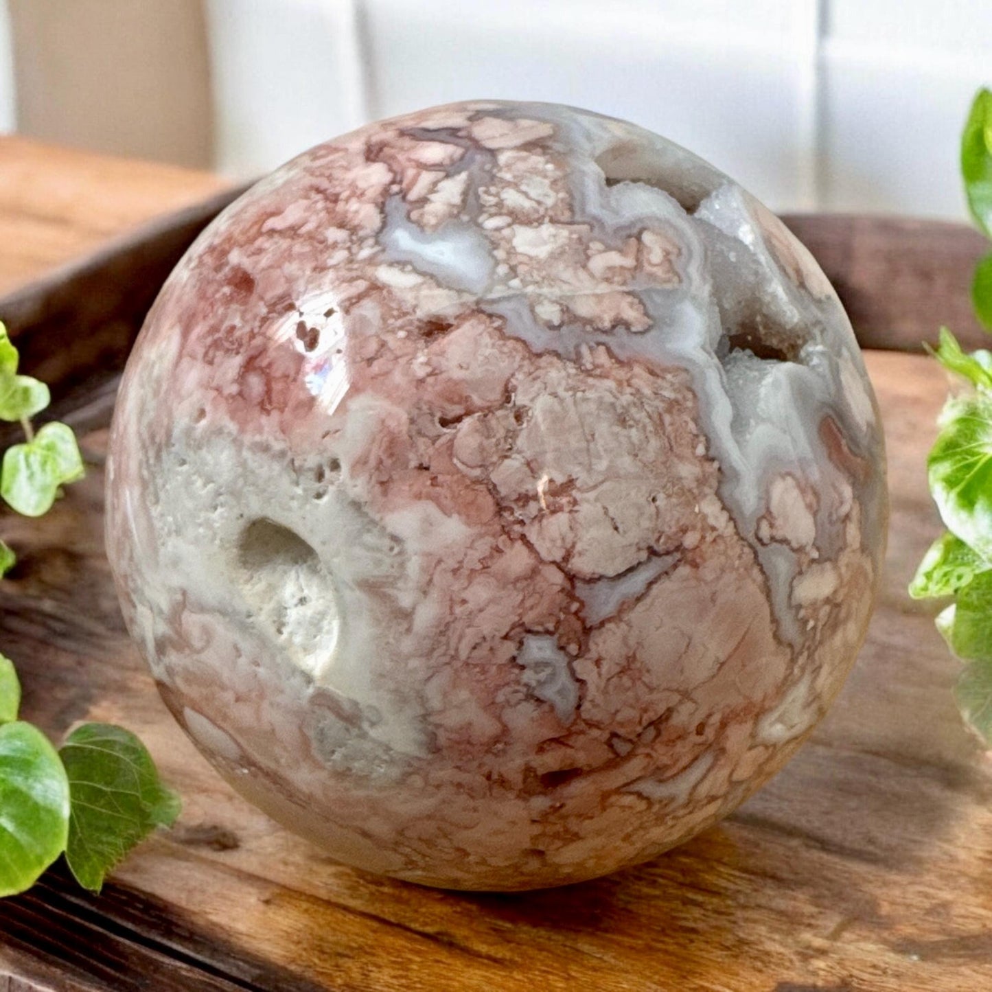 Pink Agate Sphere - Luna by Louise, Crystal Shop UK | Grounding Energy and Heart Healing