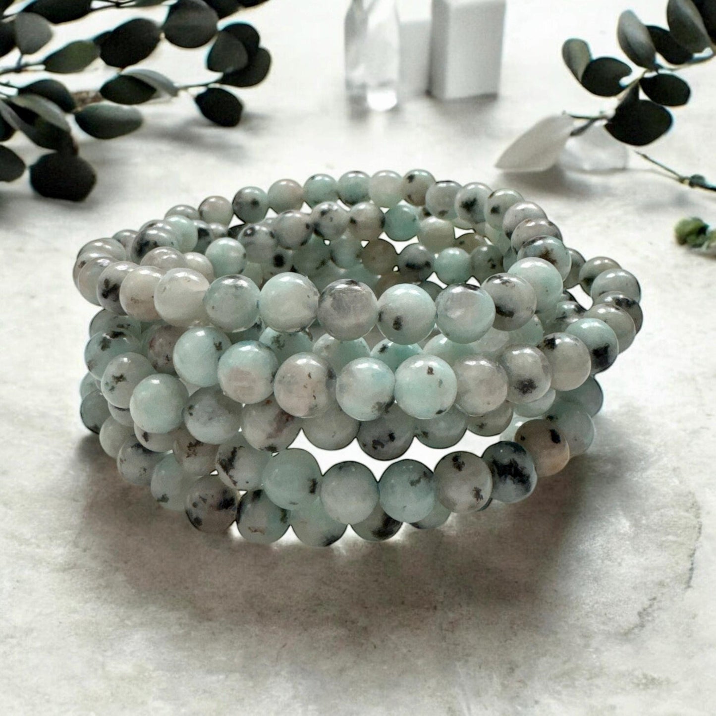 Handmade Kiwi Jasper Beaded Bracelet: Soothing Crystal Jewelry