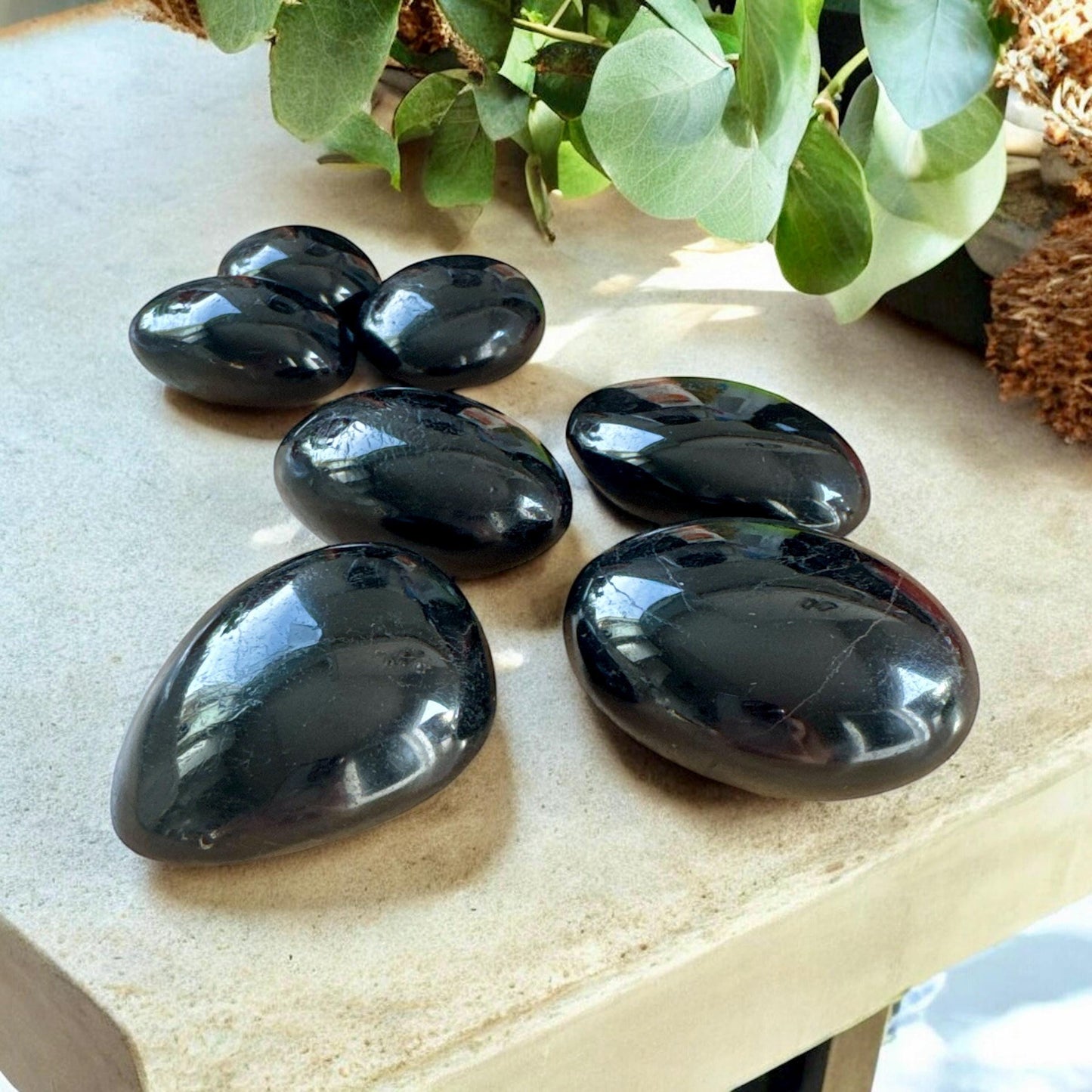 Black Tourmaline Palm Stone: Protection & Grounding Crystal - Luna by Louise