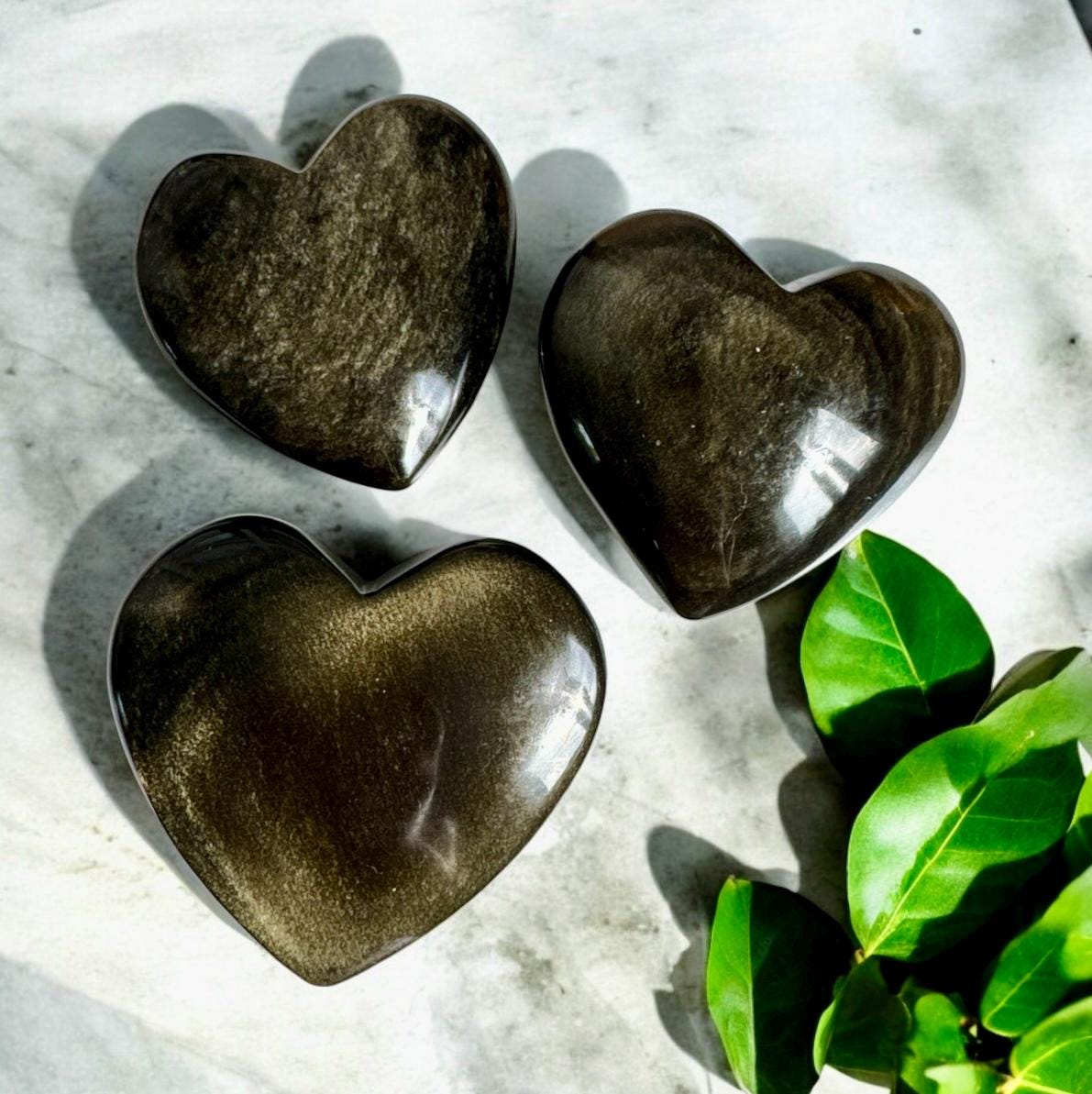Obsidian Gold Sheen Crystal Heart. Luna by Louise, Crystal Shop UK