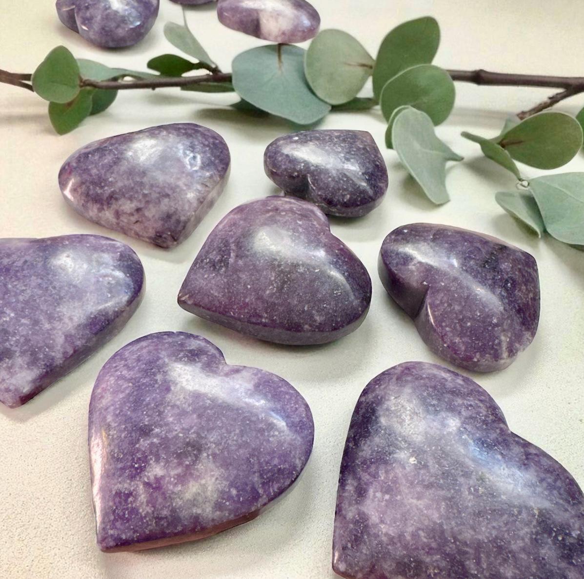 Lepidolite Crystal Heart: Calming Lilac Carving - Luna by Louise