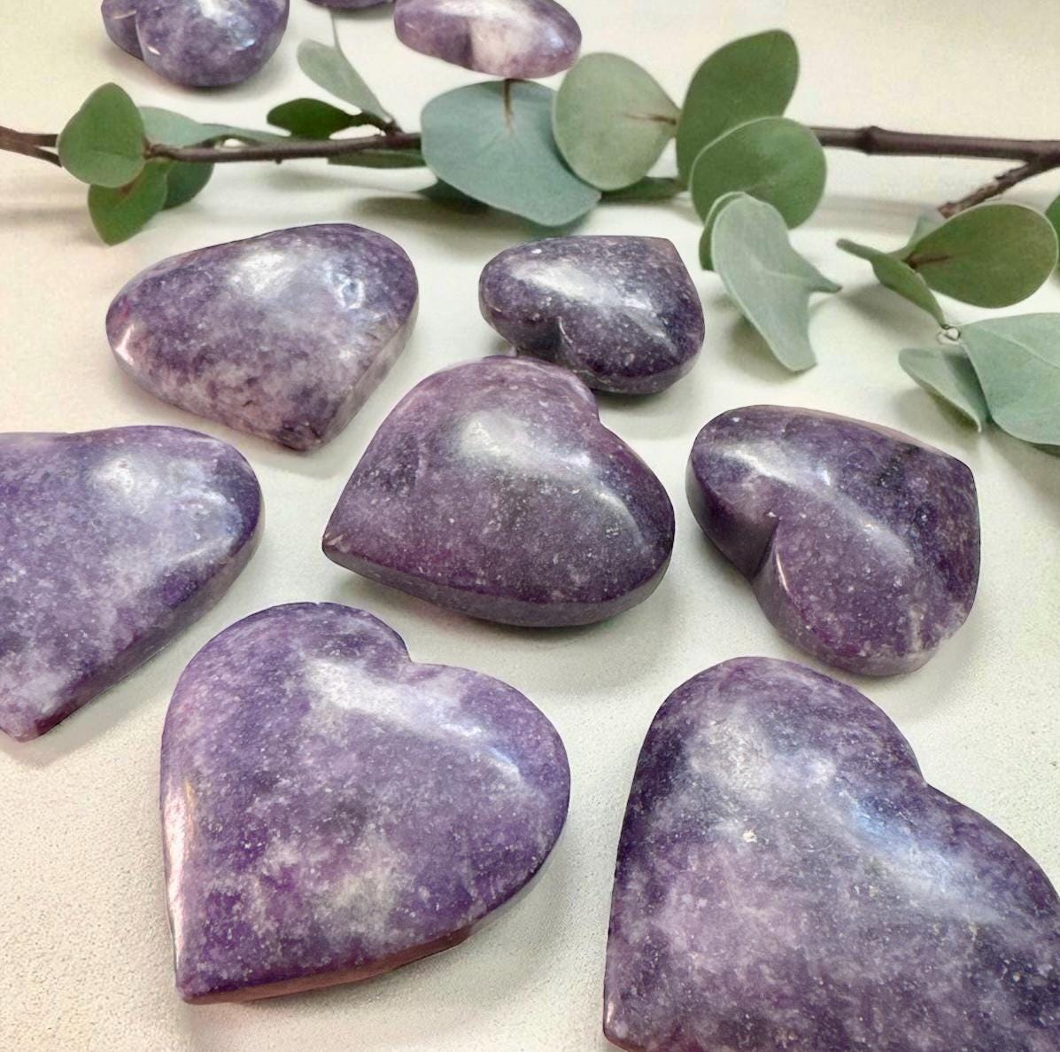Lepidolite Crystal Heart: Calming Lilac Carving - Luna by Louise