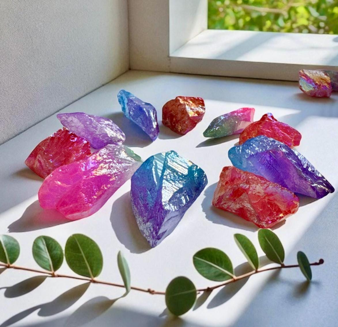 Aura Unicorn Quartz Points: Iridescent Crystal Set of 4