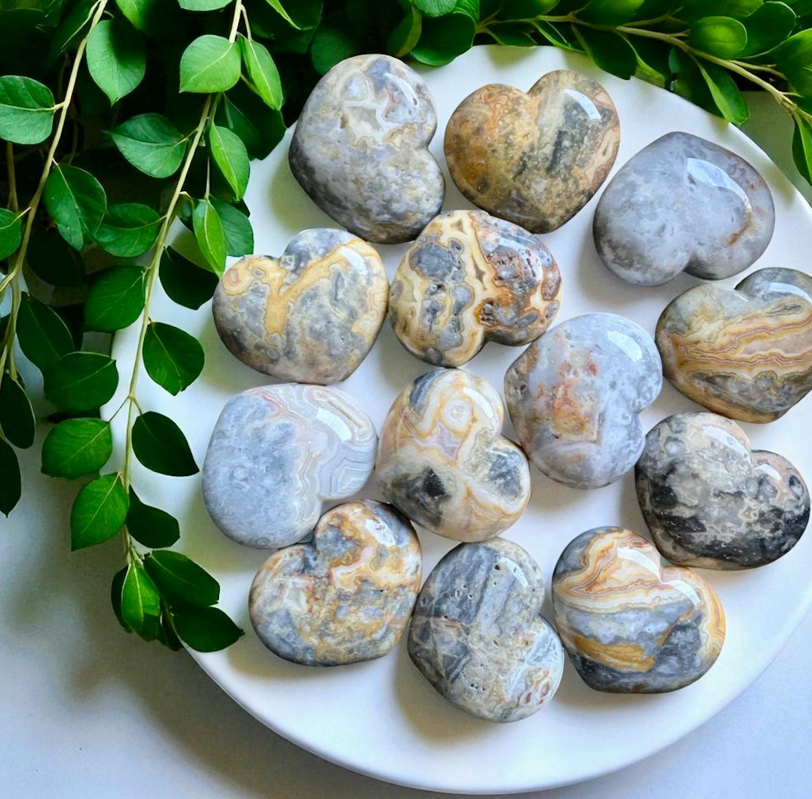 Crazy Lace Agate Heart 40mm – Polished Crystal for Joy, Positivity & Emotional Balance | Agate Healing Stone Gift