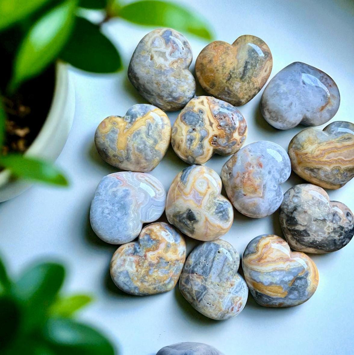 Crazy Lace Agate Heart 40mm – Polished Crystal for Joy, Positivity & Emotional Balance | Agate Healing Stone Gift