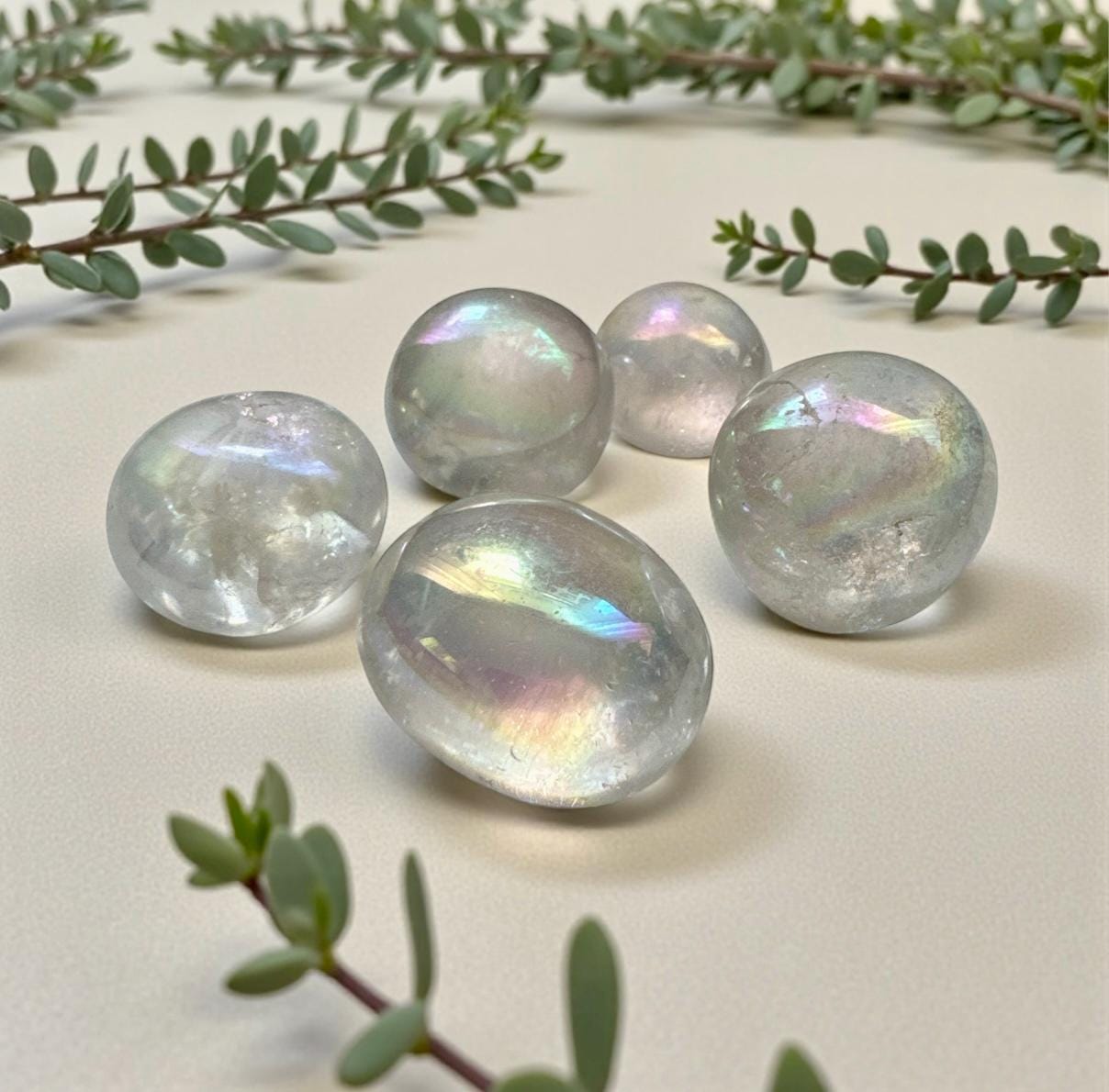 Angel Aura Quartz Tumble Stone – Radiant Iridescent Crystal for Joy & Serenity