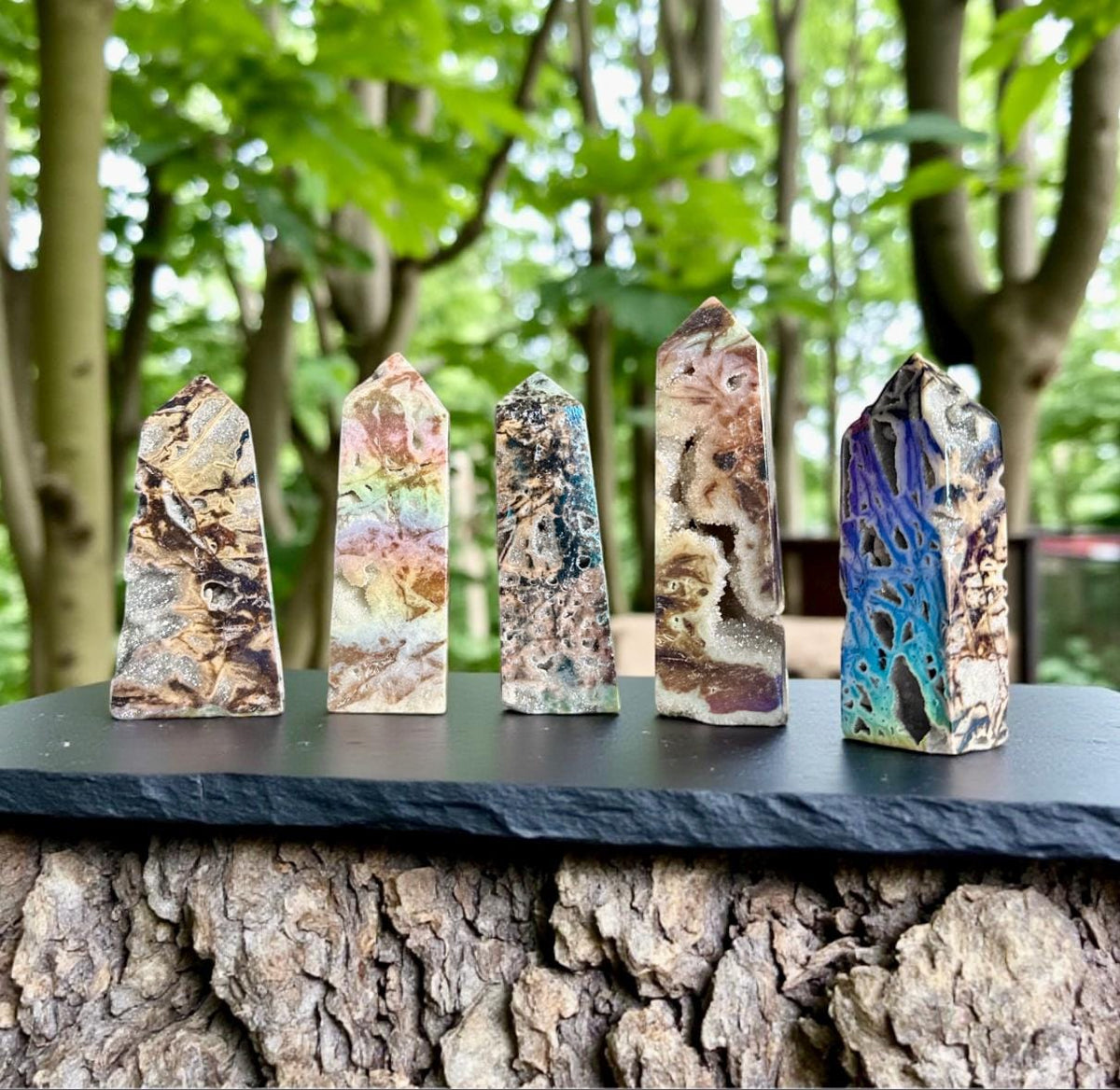 Aura Coated Sphalerite Druze Tower: Crystal Decor