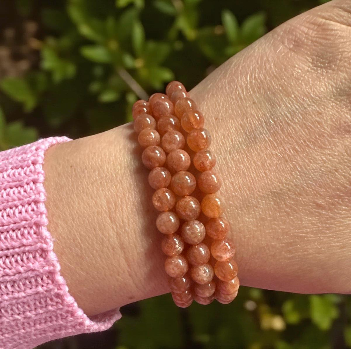 Sunstone Crystal Bracelet 6mm • Positivity, Confidence & Energy Boost. 7.5"