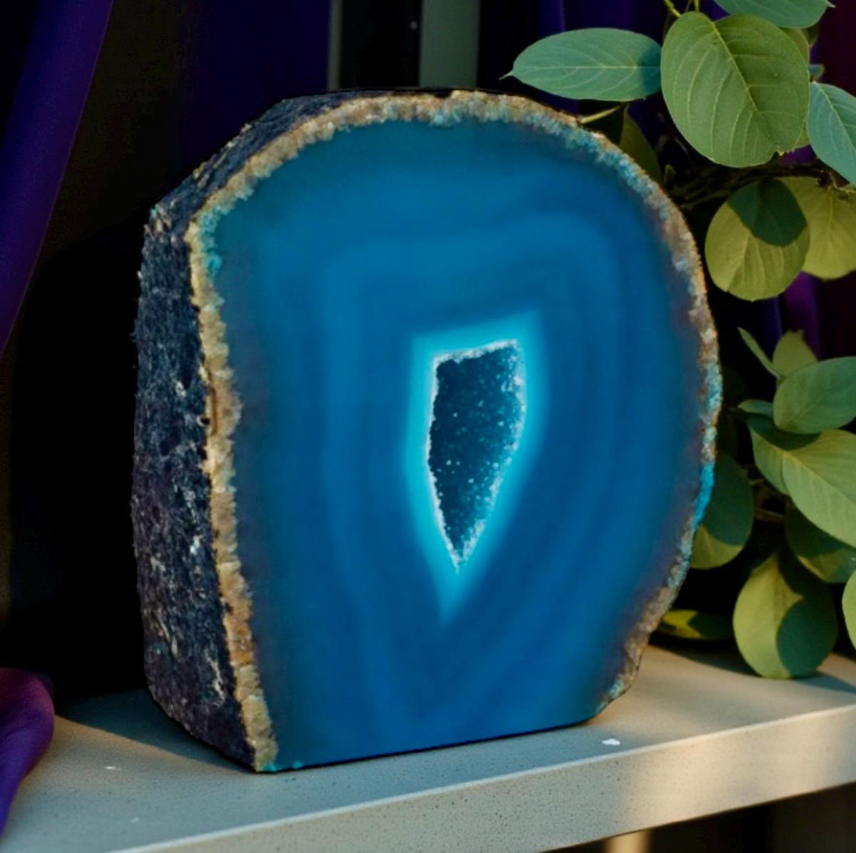 Teal Agate Standing Cut Base: Crystal of Renewal & Balance