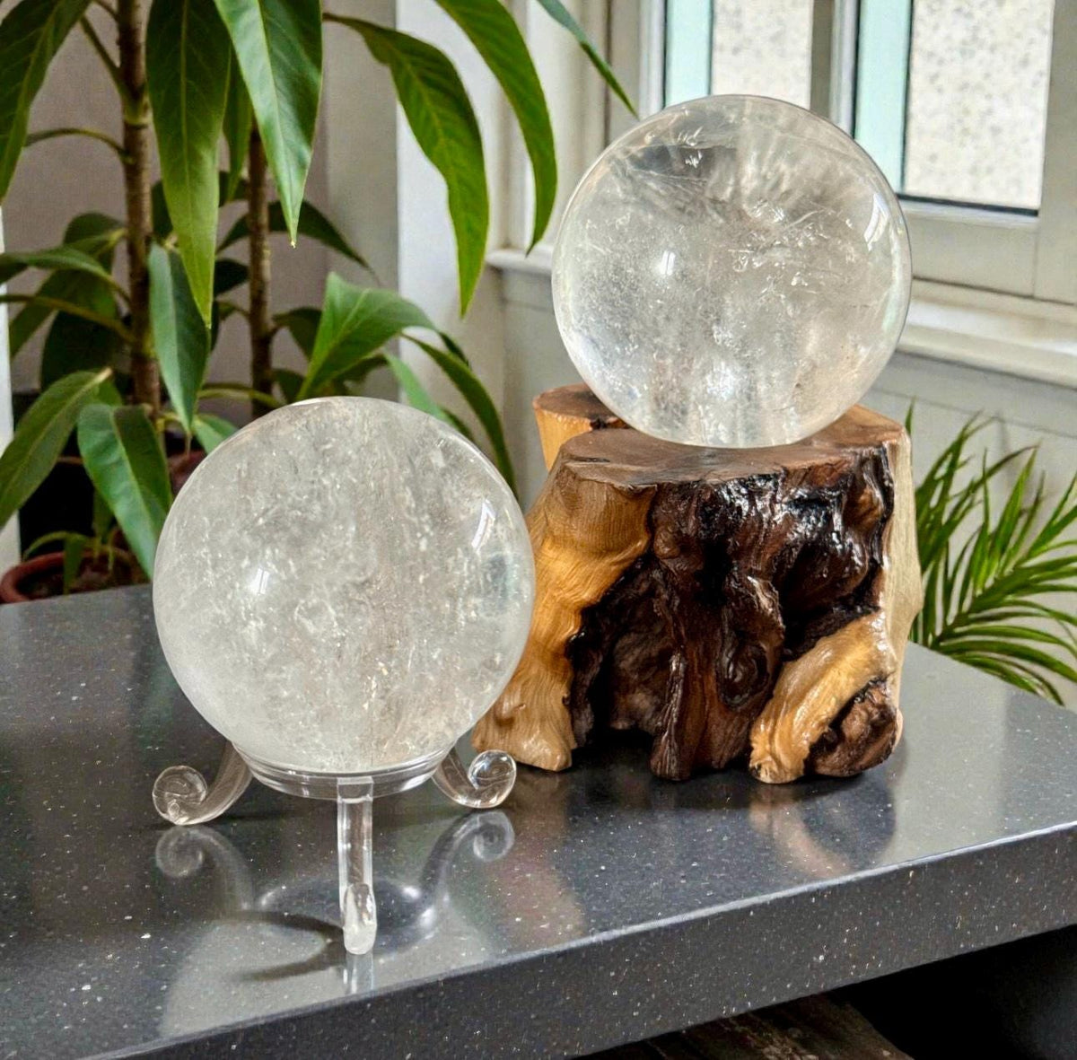 Clear Quartz Crystal Sphere | Master Healer Stone, Optional Light Stand