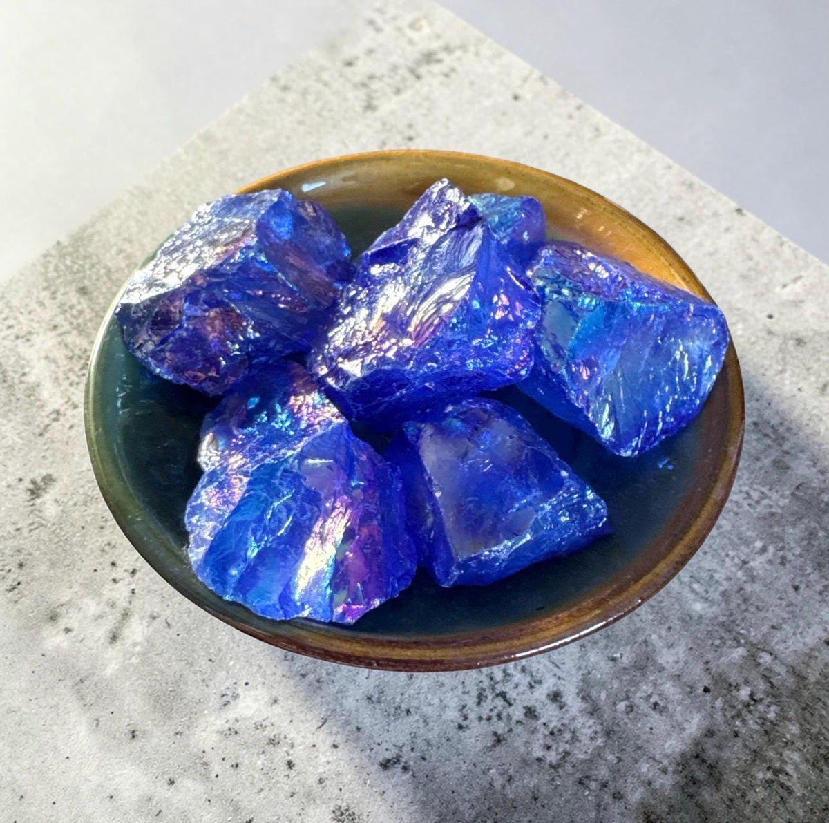 Aura Blue Quartz Crystal Chunk: Iridescent Healing Stone