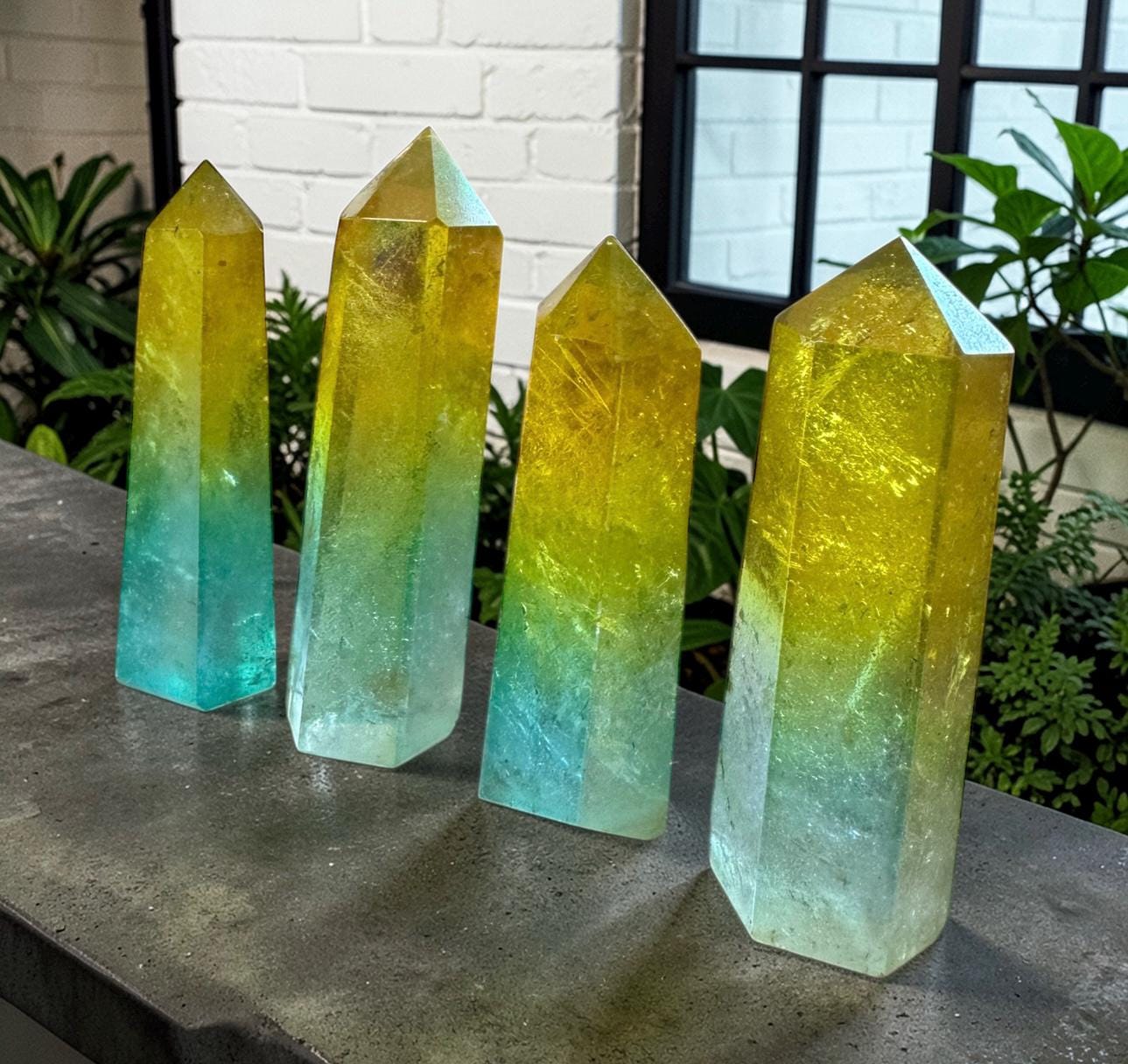 Yellow Green Aura Quartz Towers | Ombre Crystal Points, Sunshine Energy