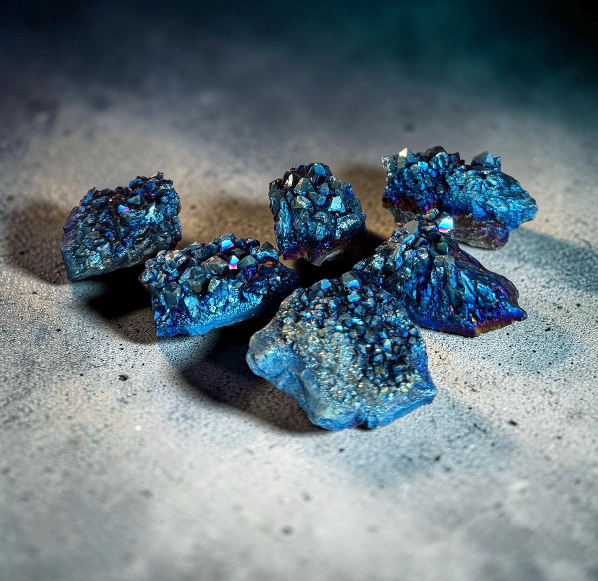 Mystic Blue Aura Amethyst Cluster | High Shine Druzy Crystal, Statement Piece