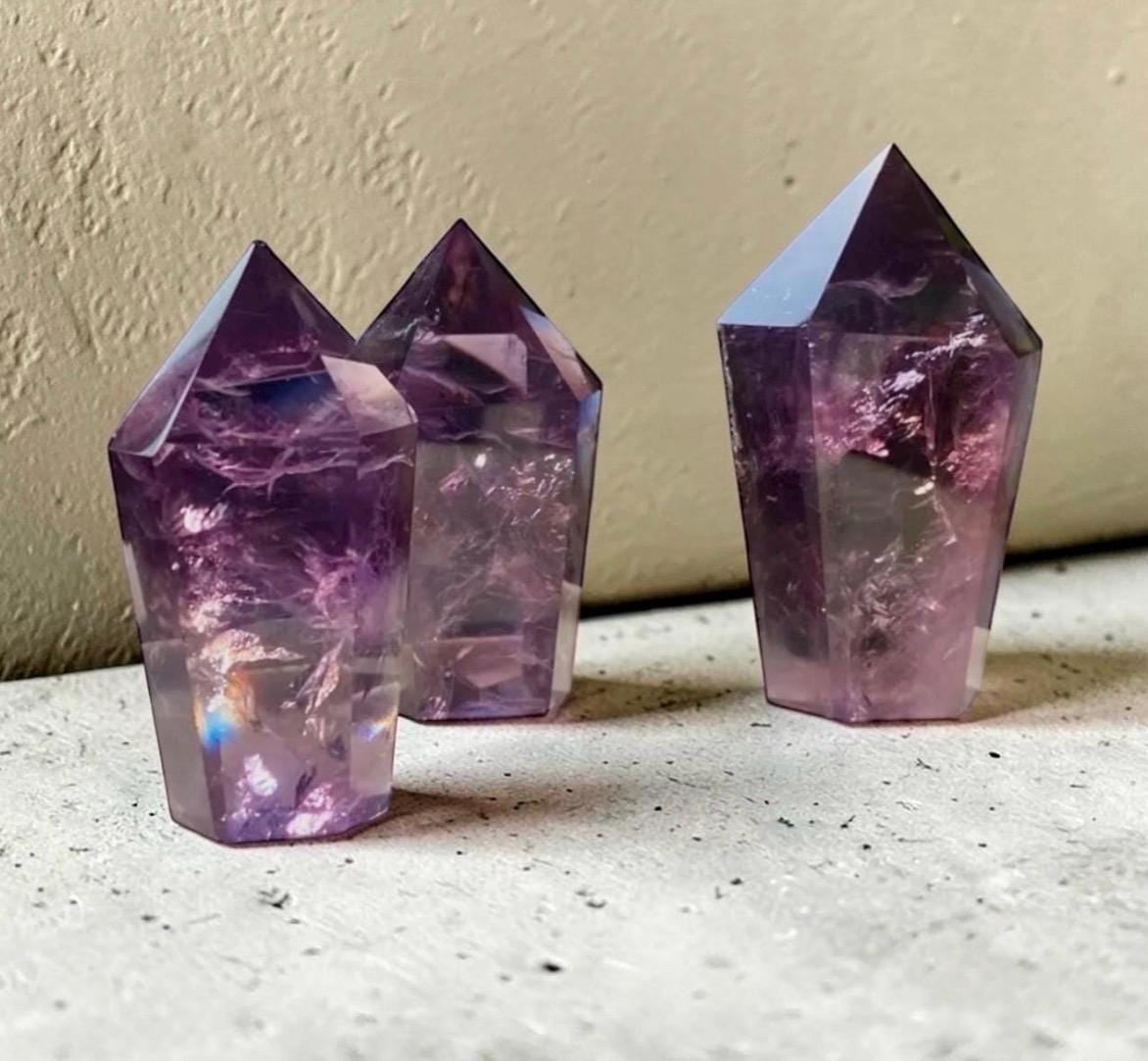 Bahia Amethyst Dragon Tooth Obelisk Tower. "3-4” Deep Purple, Spiritual Calm