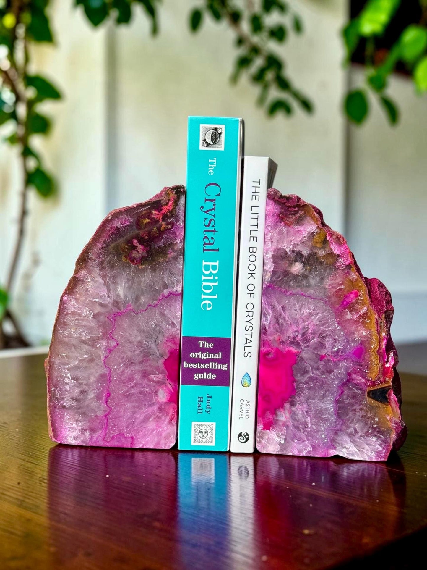 Pink Agate & Quartz Crystal Geode Bookends | Luxury Natural Agate Book Ends | Crystal Home Décor | Office Shelf Styling | Luna by Louise UK