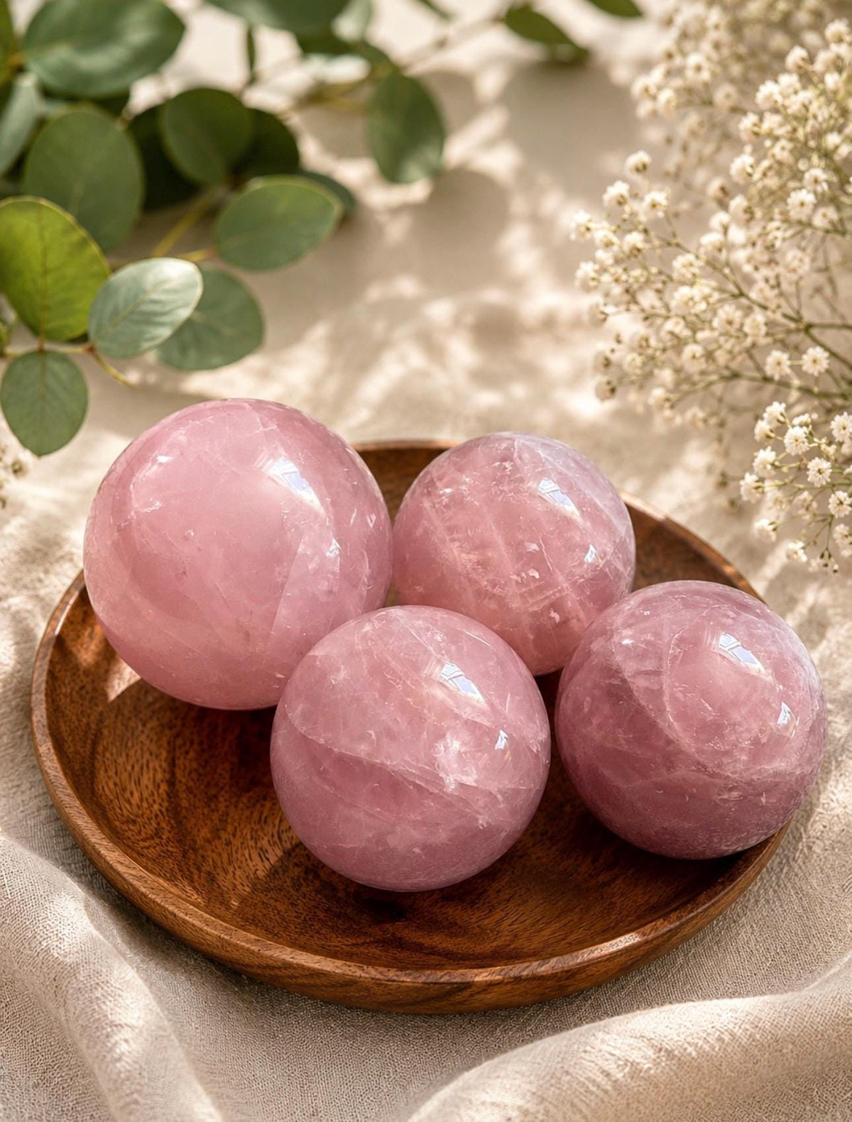 Natural Dark Rose Quartz Sphere | Polished 50-60mm Crystal Ball (Home Décor)