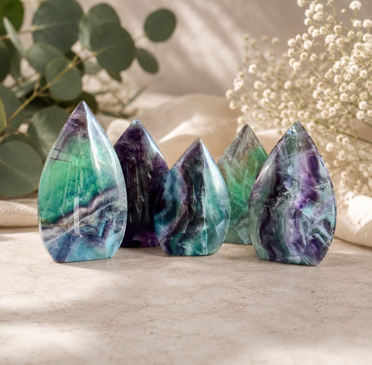 Rainbow Fluorite Crystal Flame | Natural Fluorite Flame | Polished Rainbow Fluorite | Crystal Home Décor | Meditation Crystal | Unique Flame