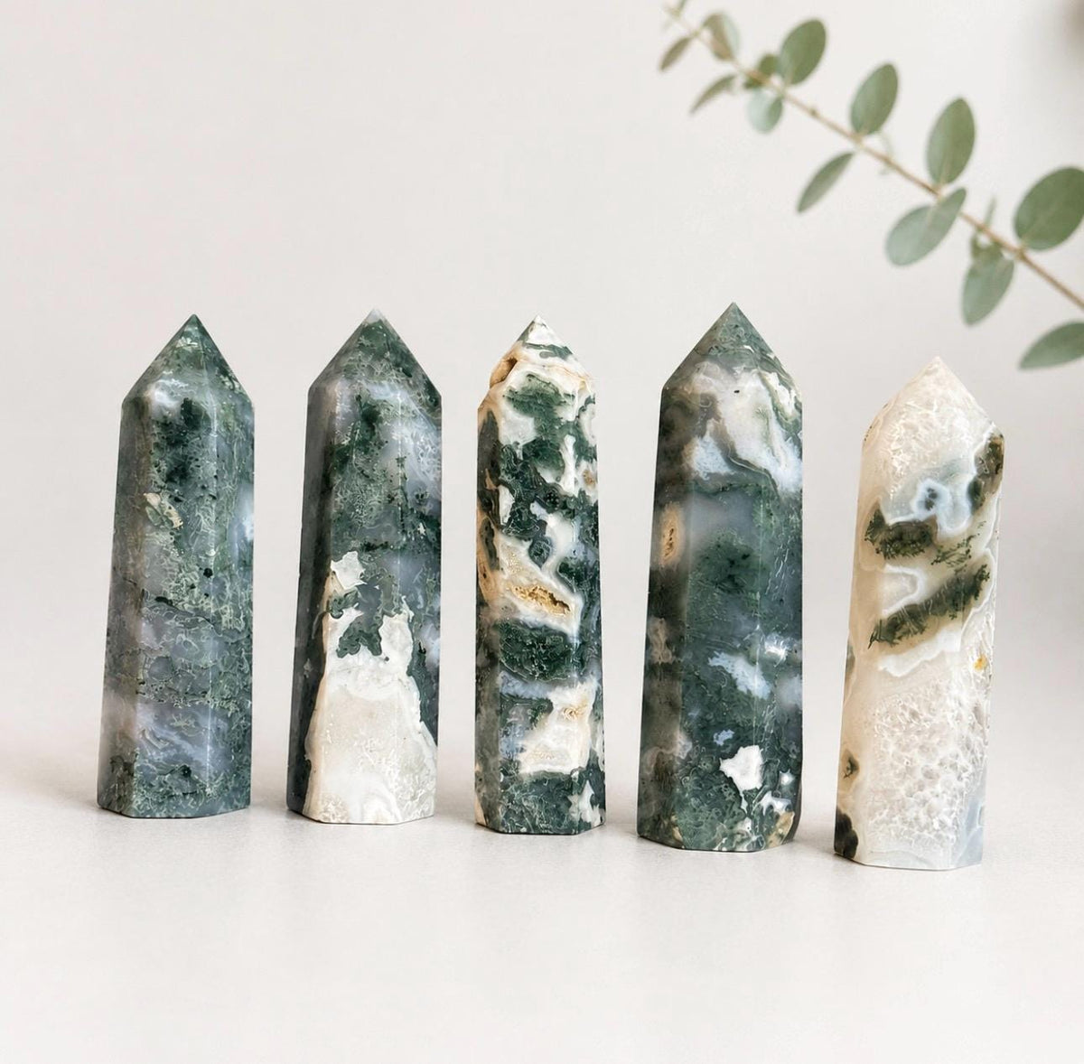 Moss Agate Crystal Tower – Growth, Abundance & New Beginnings | Natural Polished Crystal Point