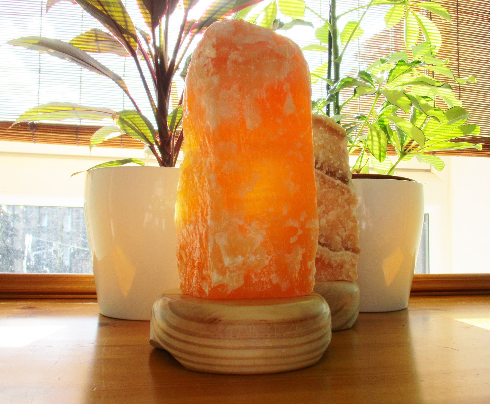 Orange Calcite Crystal Lamp: Natural Home Decor