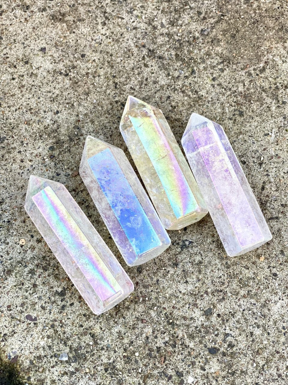 Angel Aura Quartz Crystal Tower: Rainbow Opal Aura Obelisk