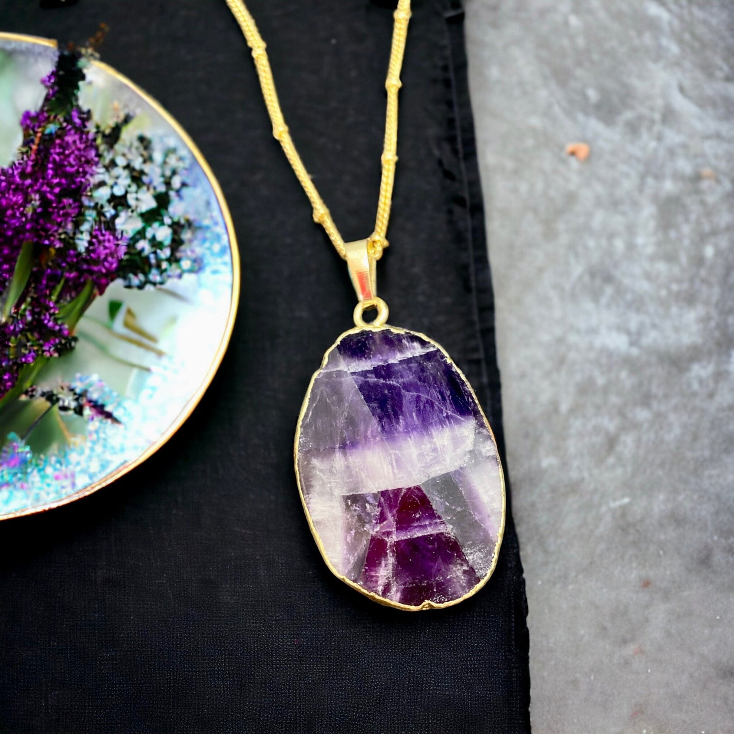 Uruguayan Amethyst Crystal Pendant: Handmade Boho Necklace