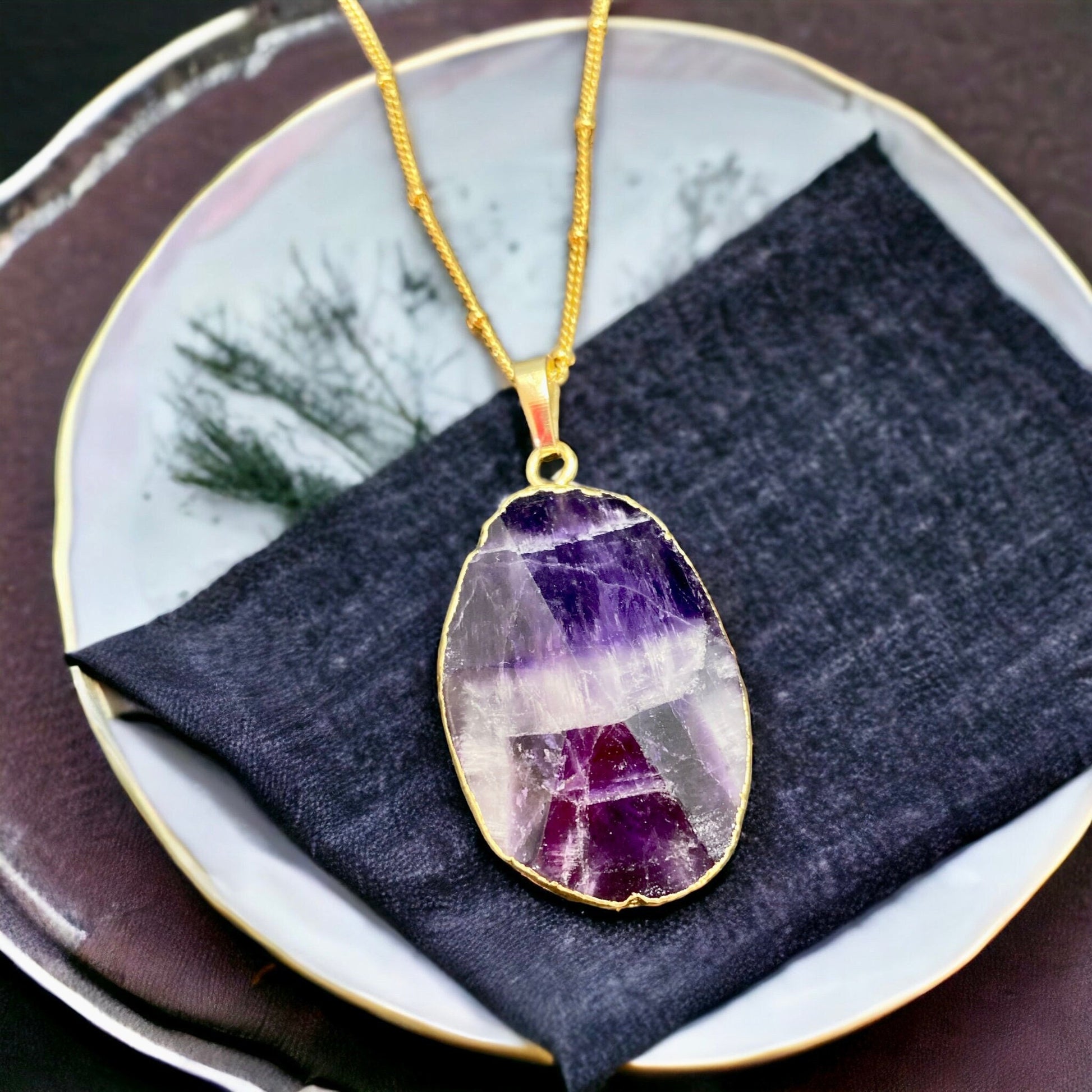 Uruguayan Amethyst Crystal Pendant: Handmade Boho Necklace