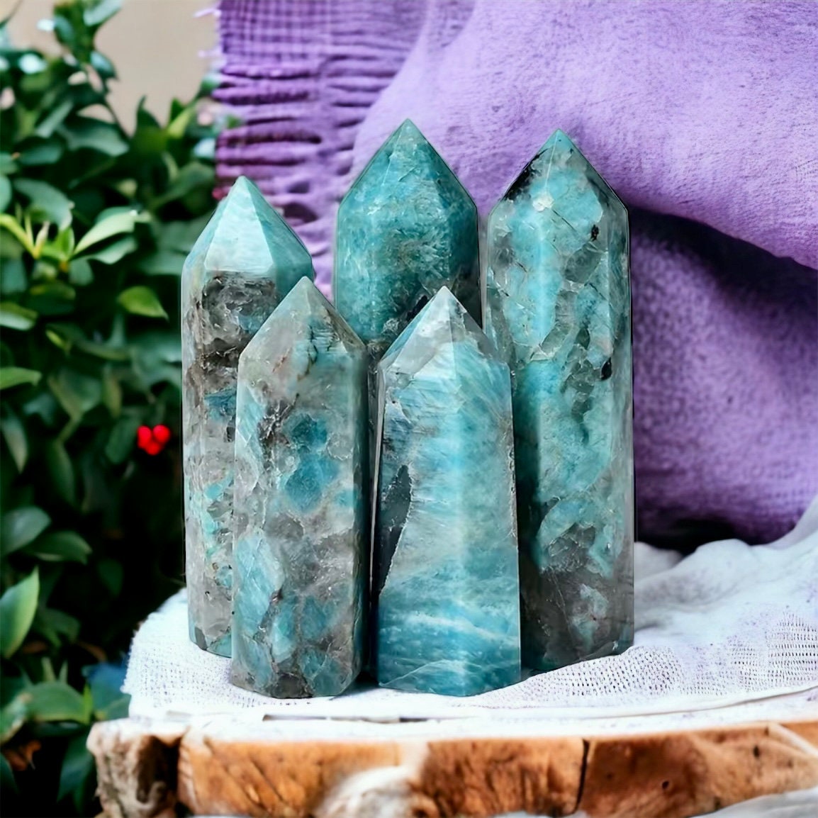 Amazonite Smokey Quartz Crystal Tower: Healing Obelisk Point