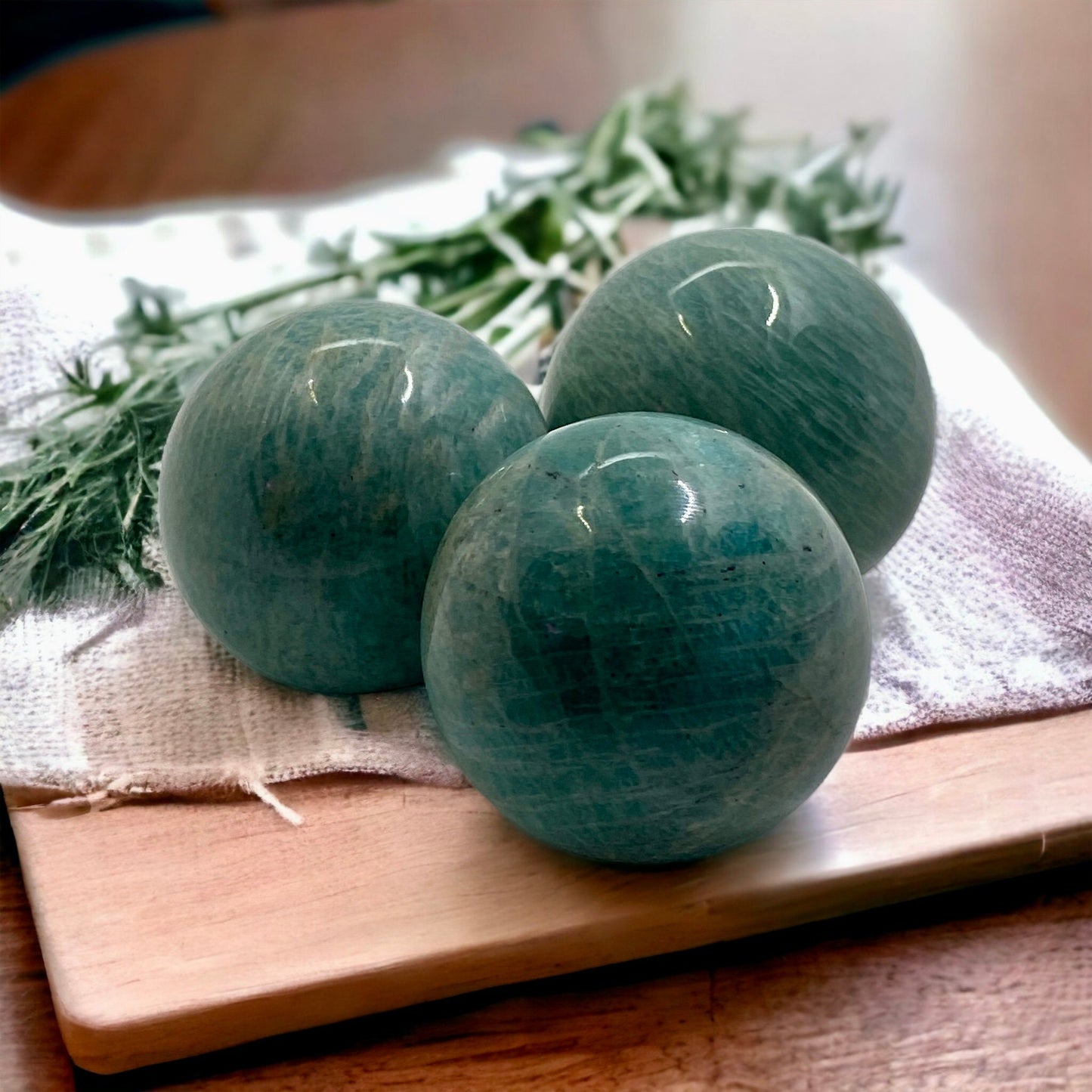 Amazonite 45mm x 45mm Crystal Sphere - Calming Crystal Energy for Meditation and Healing Energy