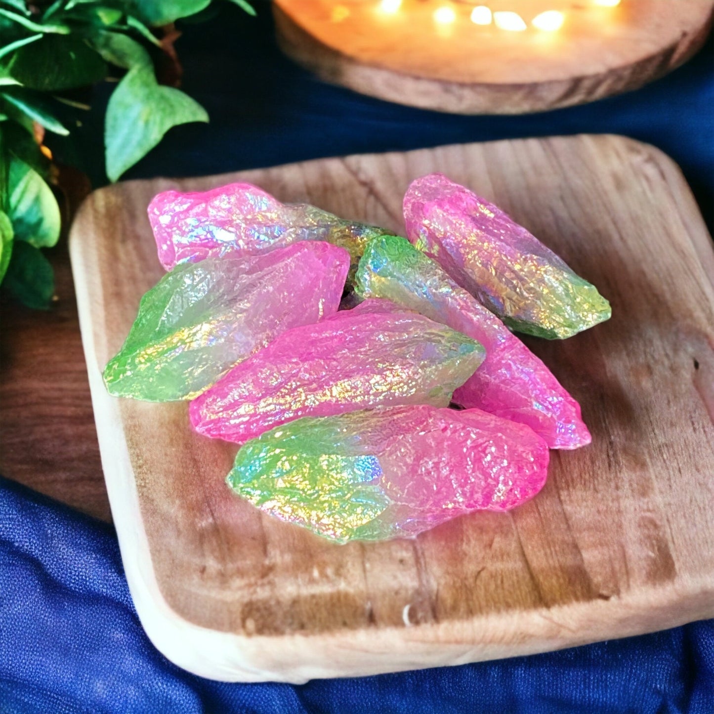 Iridescent Aura Quartz Crystal Point: Unicorn Energy, Rainbow Shimmer