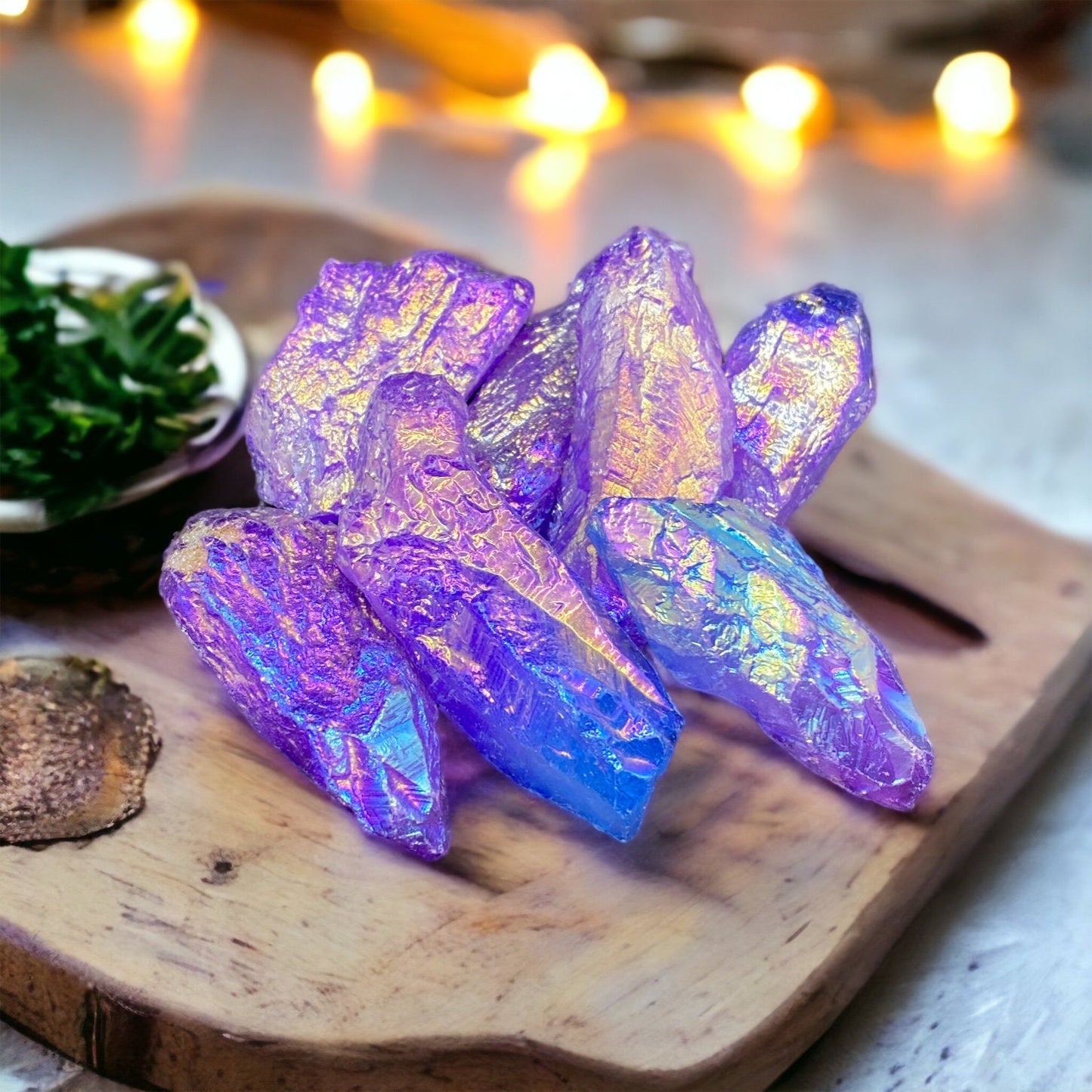 Purple Iridescent Aura Quartz Crystal Point: Purple Unicorn Healing Stone