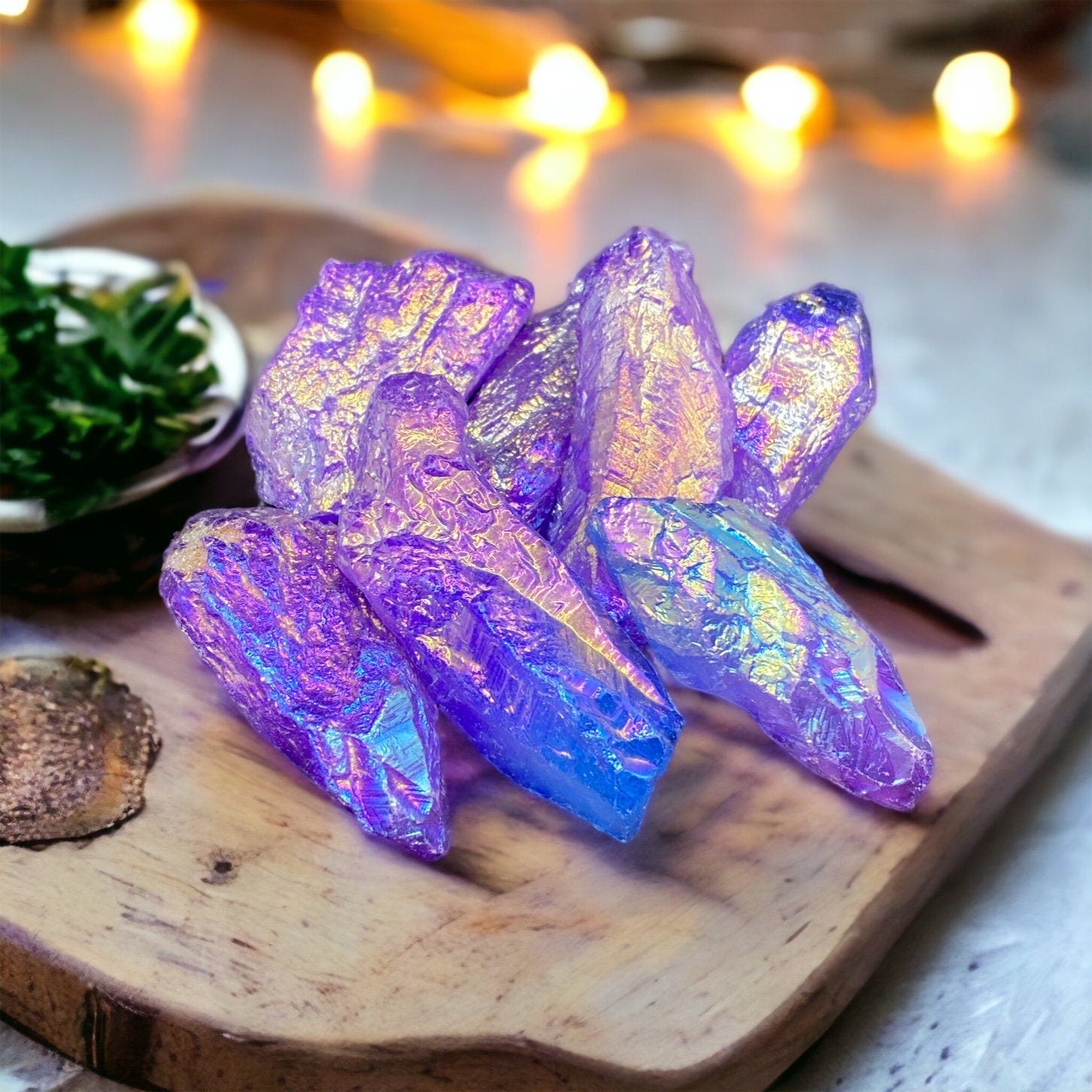 Purple Iridescent Aura Quartz Crystal Point: Purple Unicorn Healing Stone