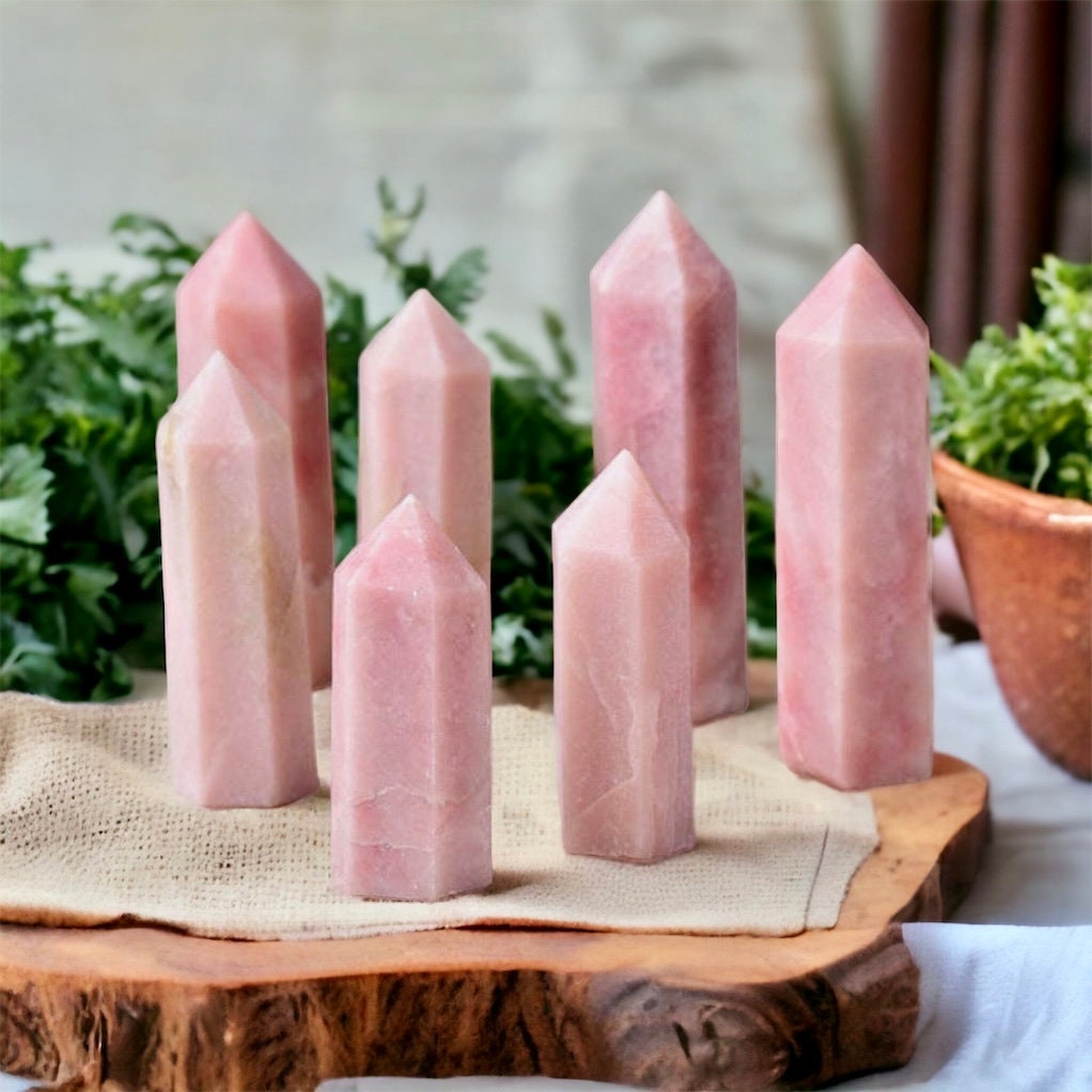 Pink Opal Crystal Tower: Healing Gemstone Obelisk