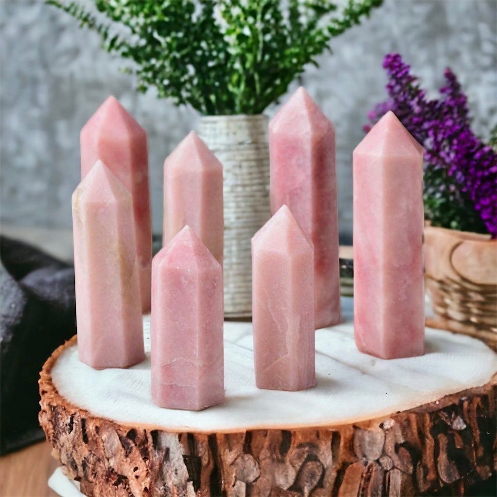 Pink Opal Crystal Tower: Healing Gemstone Obelisk