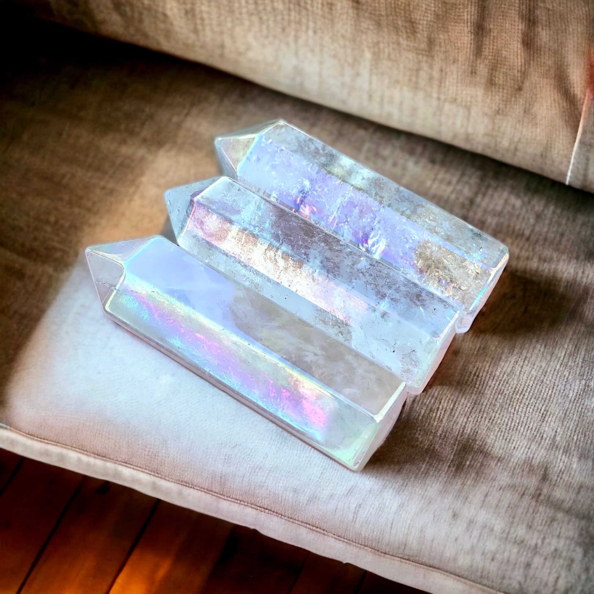 Angel Aura Quartz Crystal Tower: Rainbow Opal Aura Obelisk