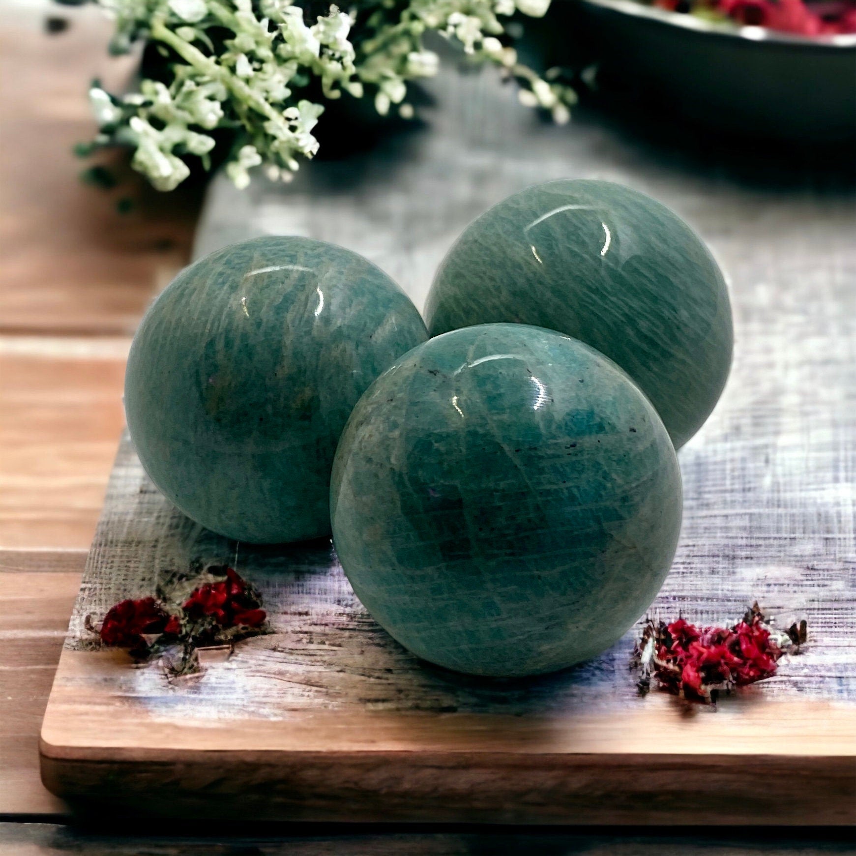 Polished Amazonite Crystal Sphere: Calming Stone for Meditation (45mm)
