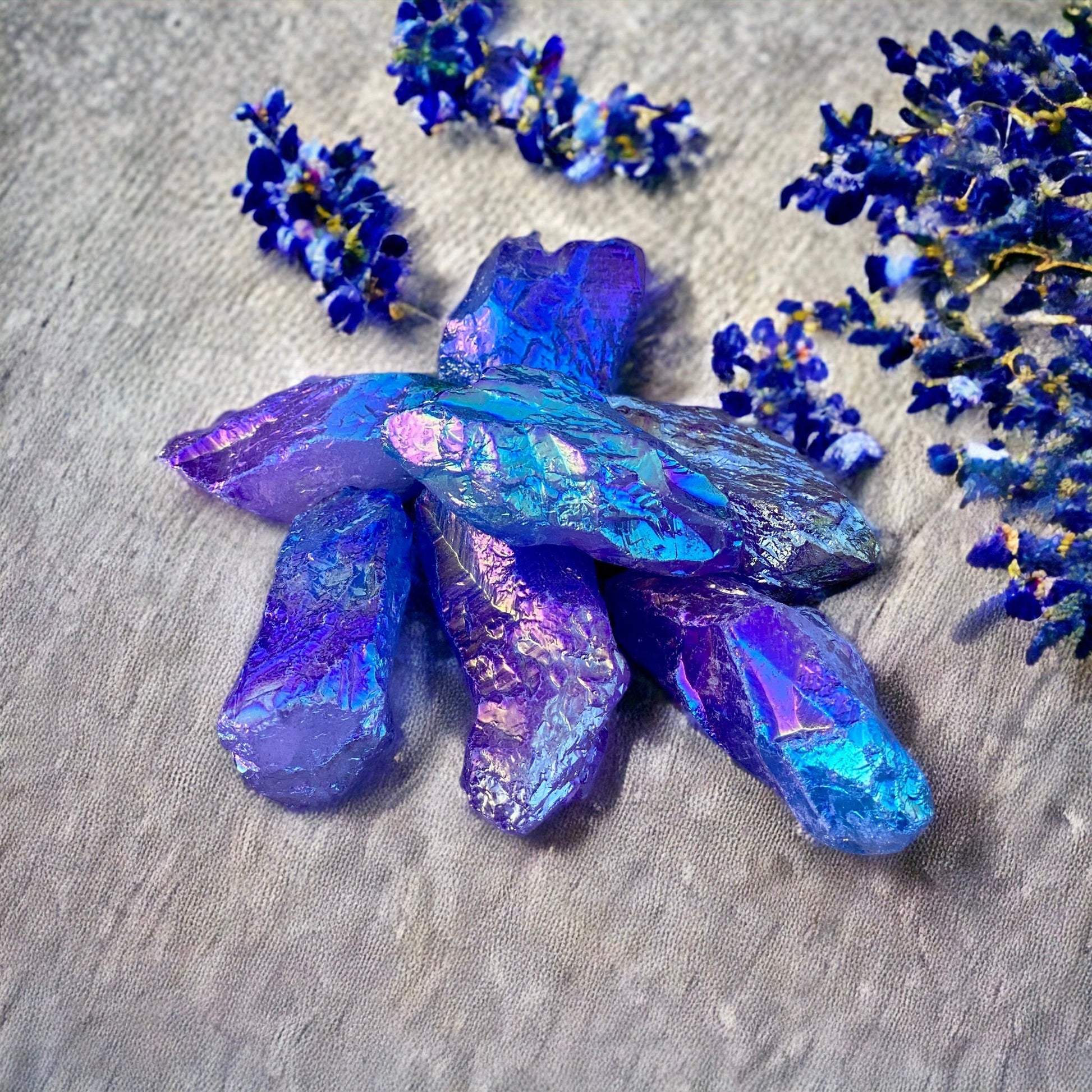 Iridescent Aura Quartz Crystal Point: Purple Unicorn Healing Stone (2-3 inches)