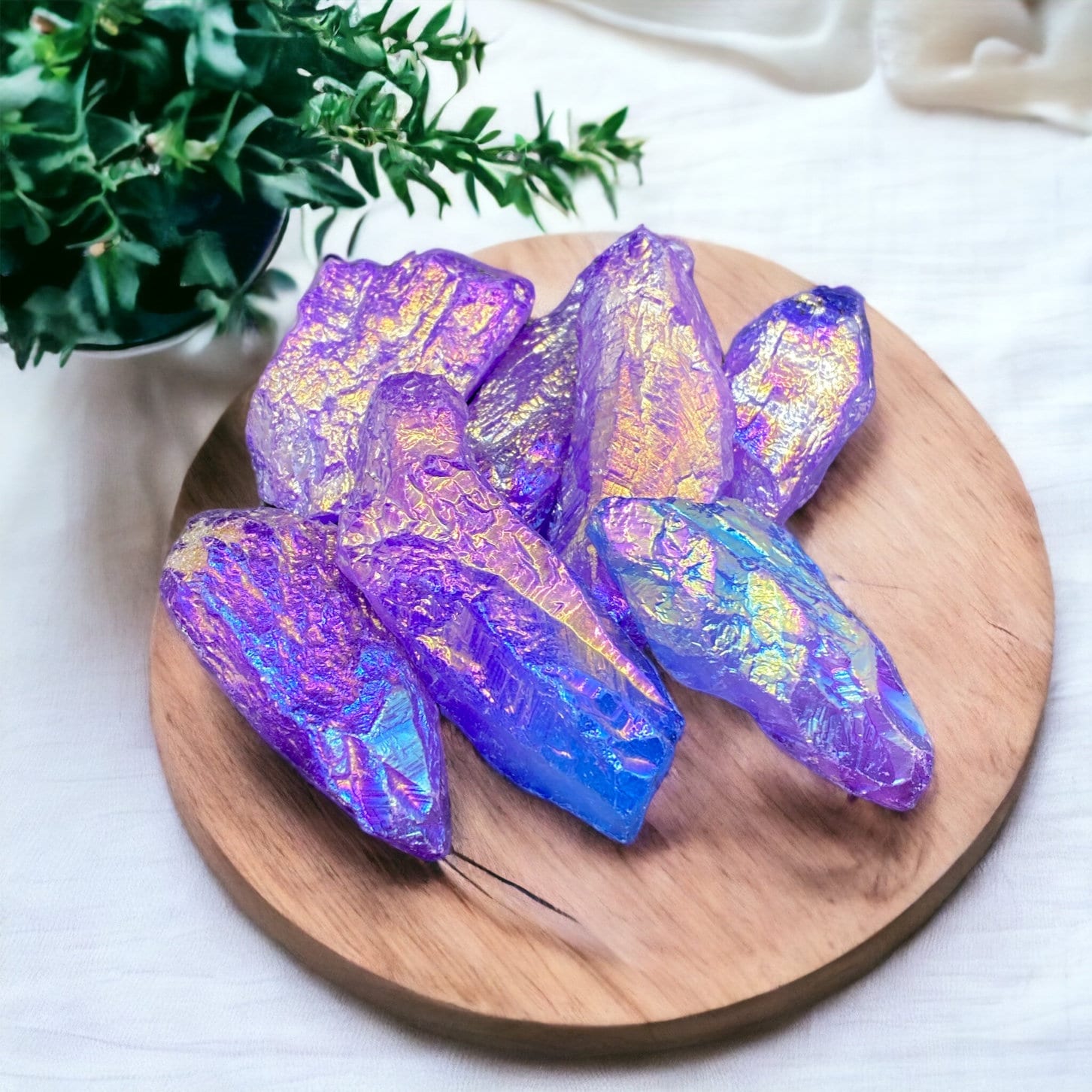 Purple Iridescent Aura Quartz Crystal Point: Purple Unicorn Healing Stone