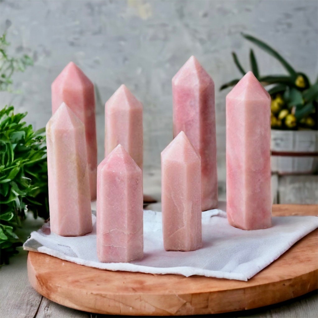 Pink Opal Crystal Tower: Healing Gemstone Obelisk