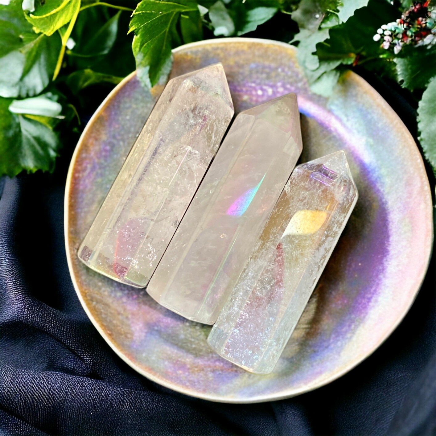 Angel Aura Quartz Crystal Tower: Rainbow Opal Aura Obelisk